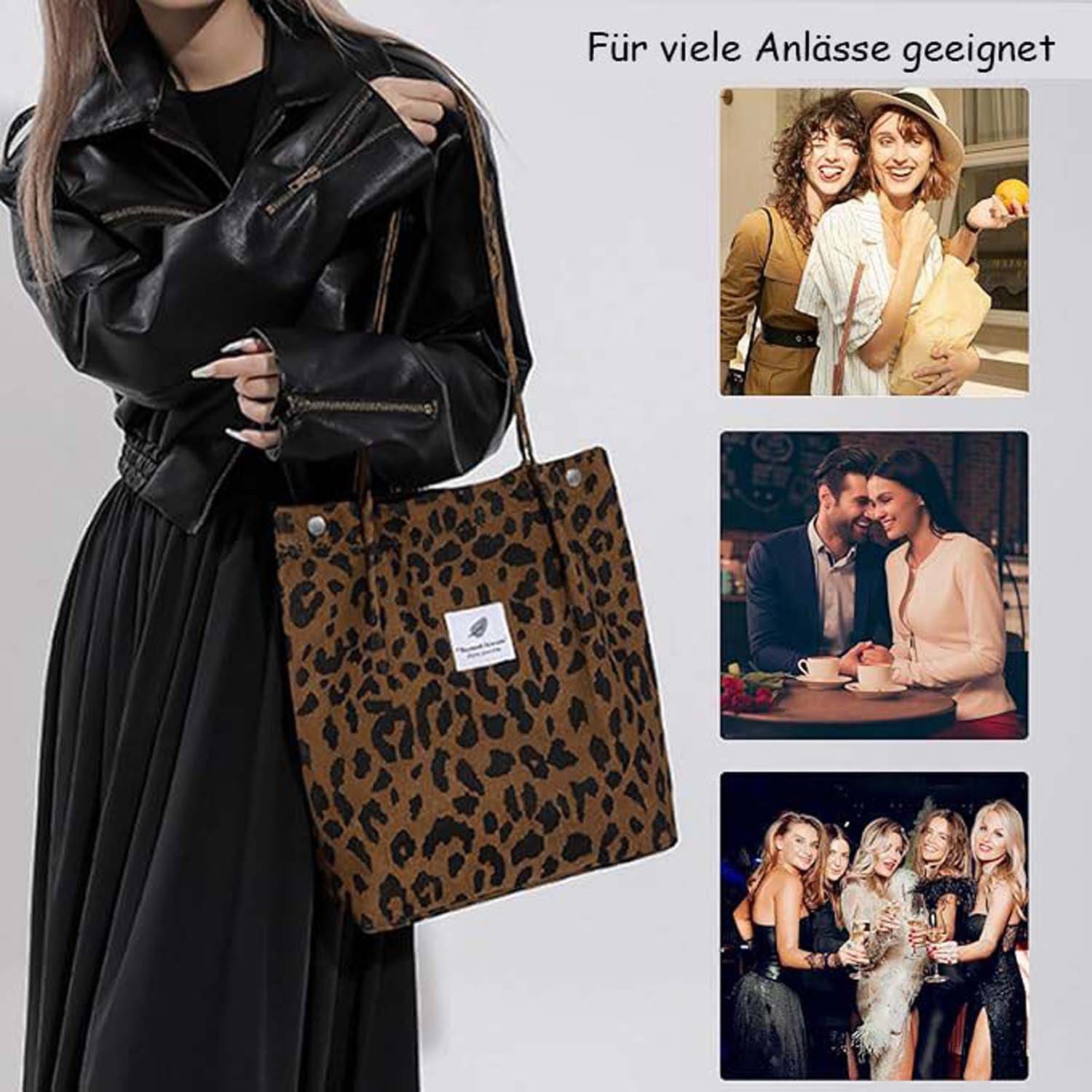 Zaewry Schultertasche Umhängetasche Damen Groß, Cord Tasche Tote Bag – Bild 5 von 5