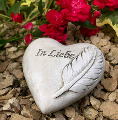 Radami Gartenfigur Grabherz Gedenkstein "In Liebe mit Feder " 9cm