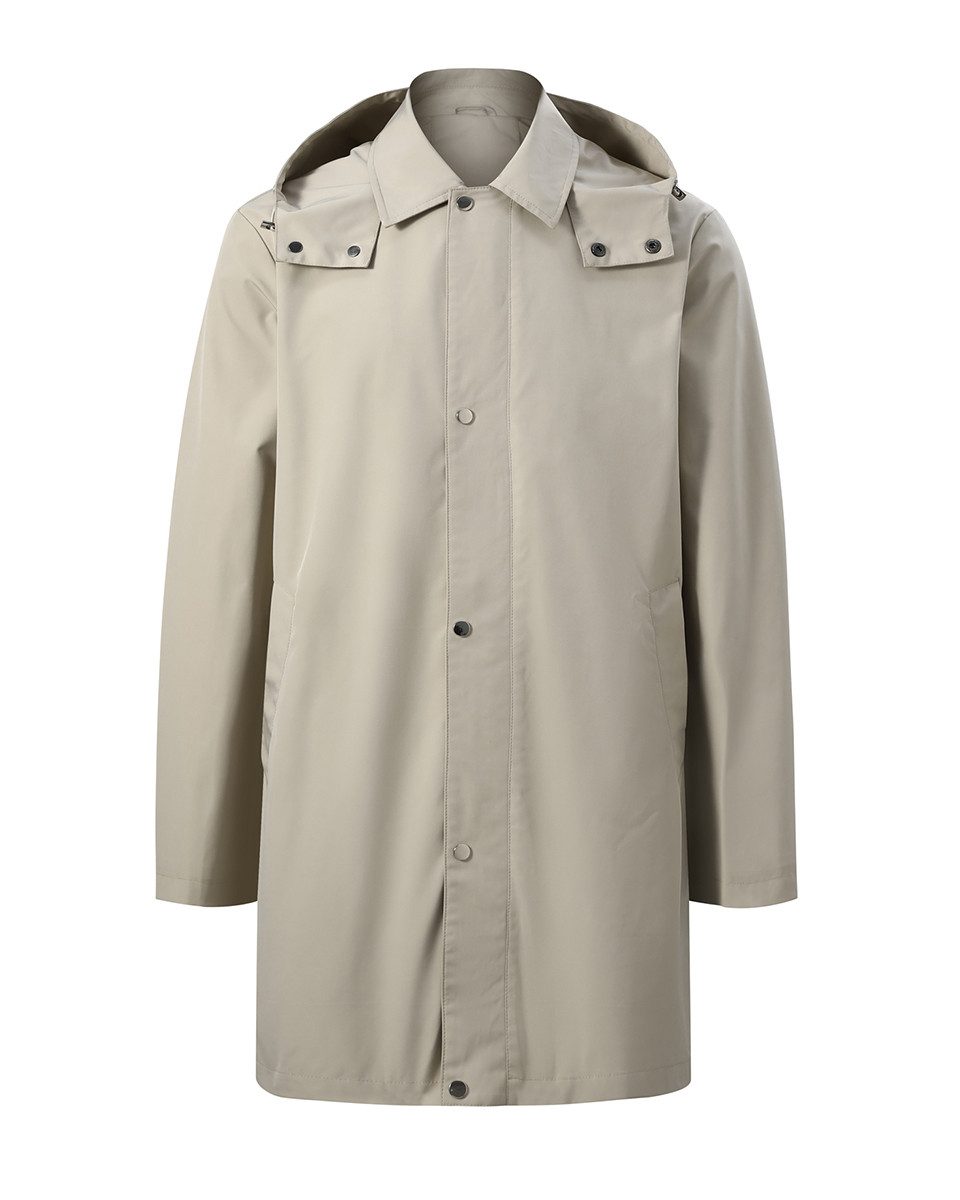 Allthemen Trenchcoat Herren Mittellanger Trenchcoat mit Kapuze Wasserabweisend Business