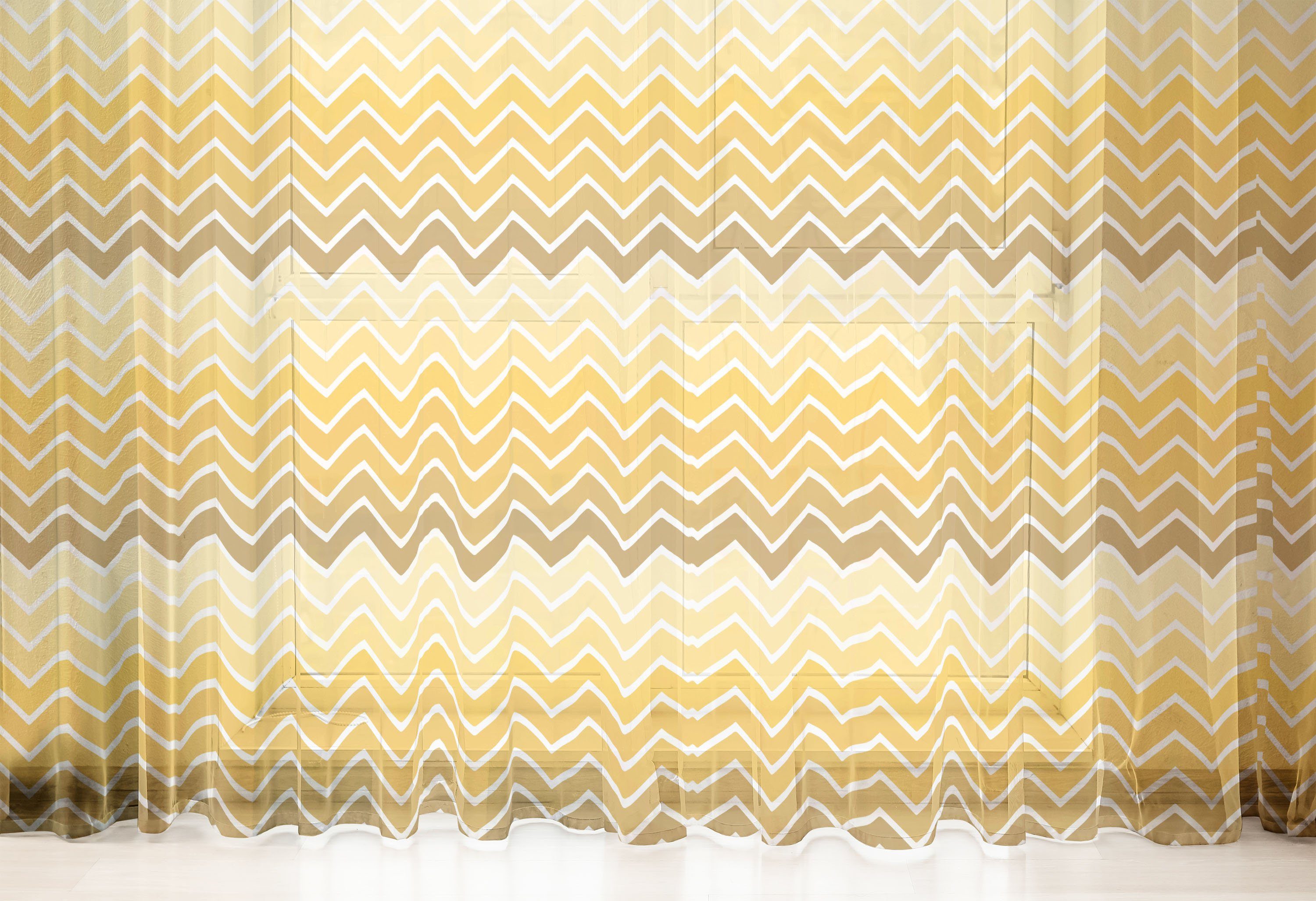 Gardine schiere Party für Hochzeit Drapierung Panels, 2 Abakuhaus, Gelb Chevron Ombre Zigzag