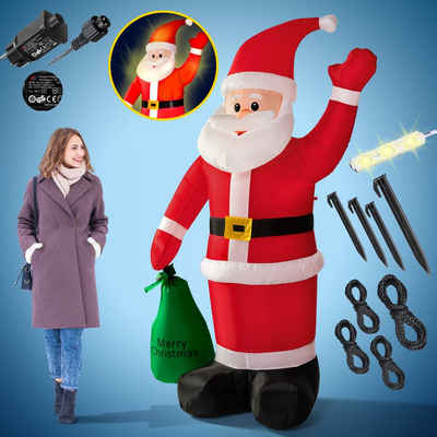 monzana Weihnachtsmann, Aufblasbarer XL 180cm LED Beleuchtet Befestigungsmaterial IP44 Außen Weihnachtsdeko Santa Nikolaus Weihnachtsfigur Christmas