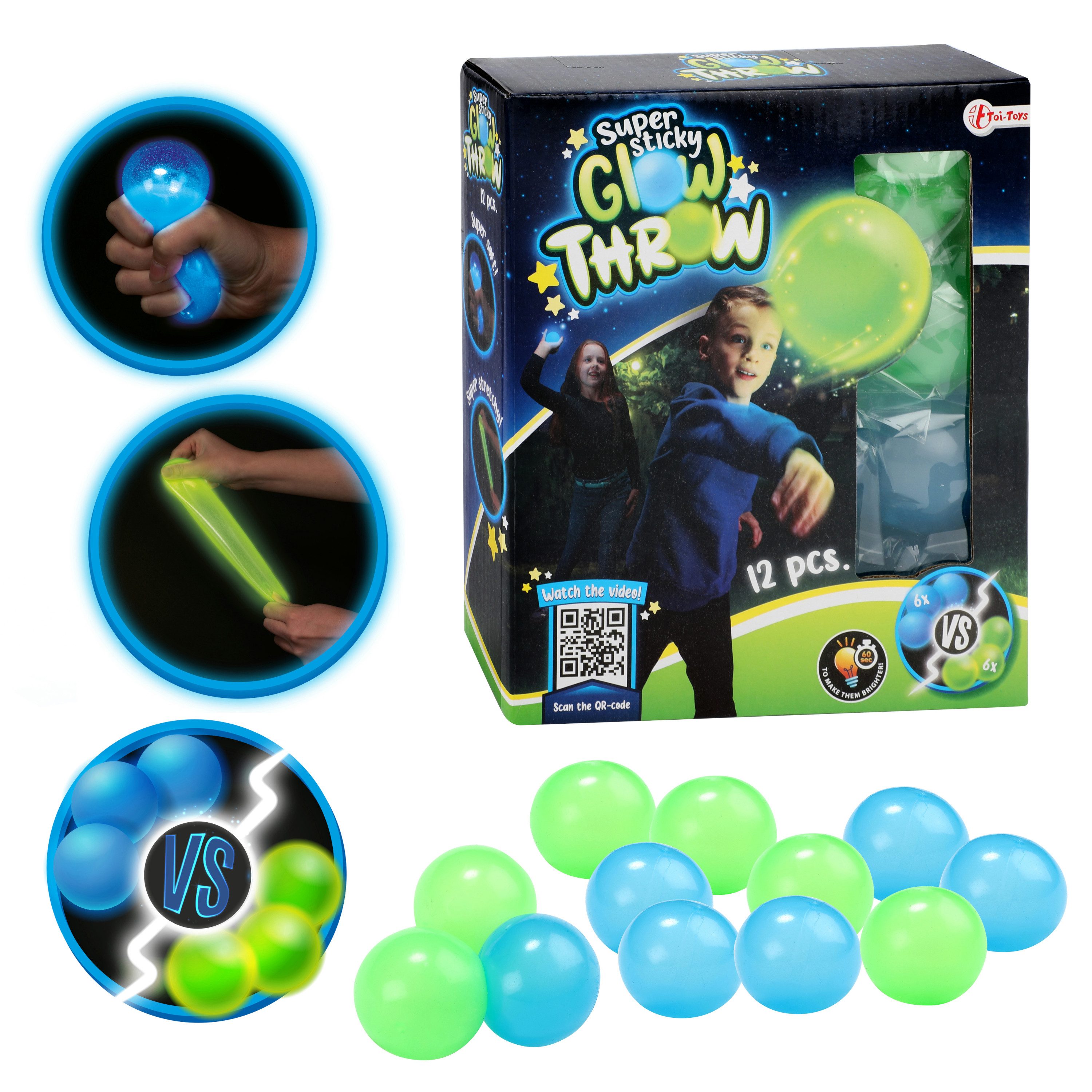 Toi-Toys Spielball Fluoreszierende Bälle - Glow Throw (12 Stück)