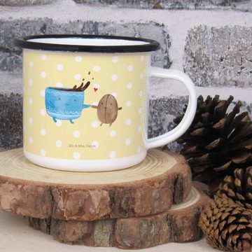 Mr. & Mrs. Panda Dekobecher Kaffee Bohne - Gelb Pastell - Geschenk, Glück, Gute Laune, lustige Sp (1 St), Bruchsicher & robust