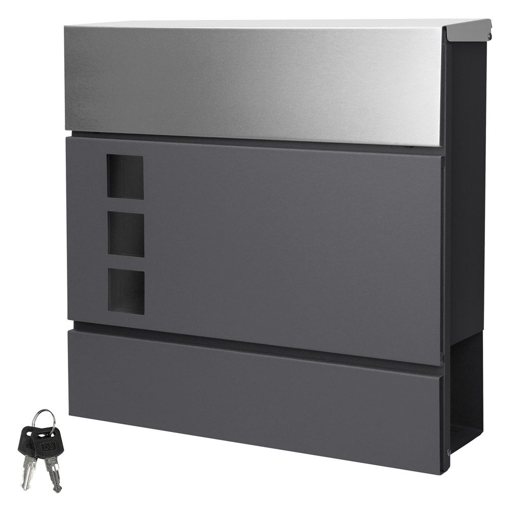 ML-DESIGN Briefkasten Wandbriefkasten Postkasten Design Briefkastenanlage Postbox, Standbriefkasten mit Zeitungsfach inkl. 2 Schlüssel Stahl