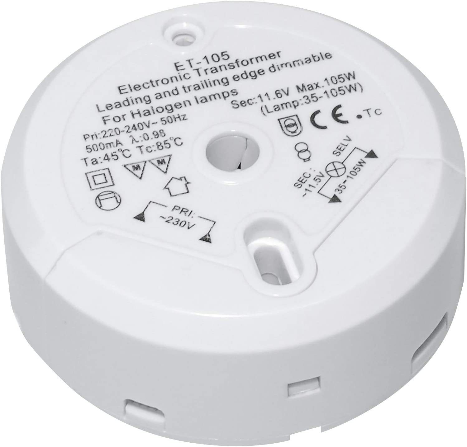 Transmedia Elektronischer Halogen-Trafo 230/12V/35-105W, Überlastungsschutz, Trafo