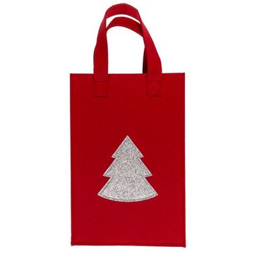 Marabellas Shop Tragetasche 3er-Set rote Geschenktasche aus Filz mit Glitzermotiv und Tragegriff, abgestimmte Motivreihe