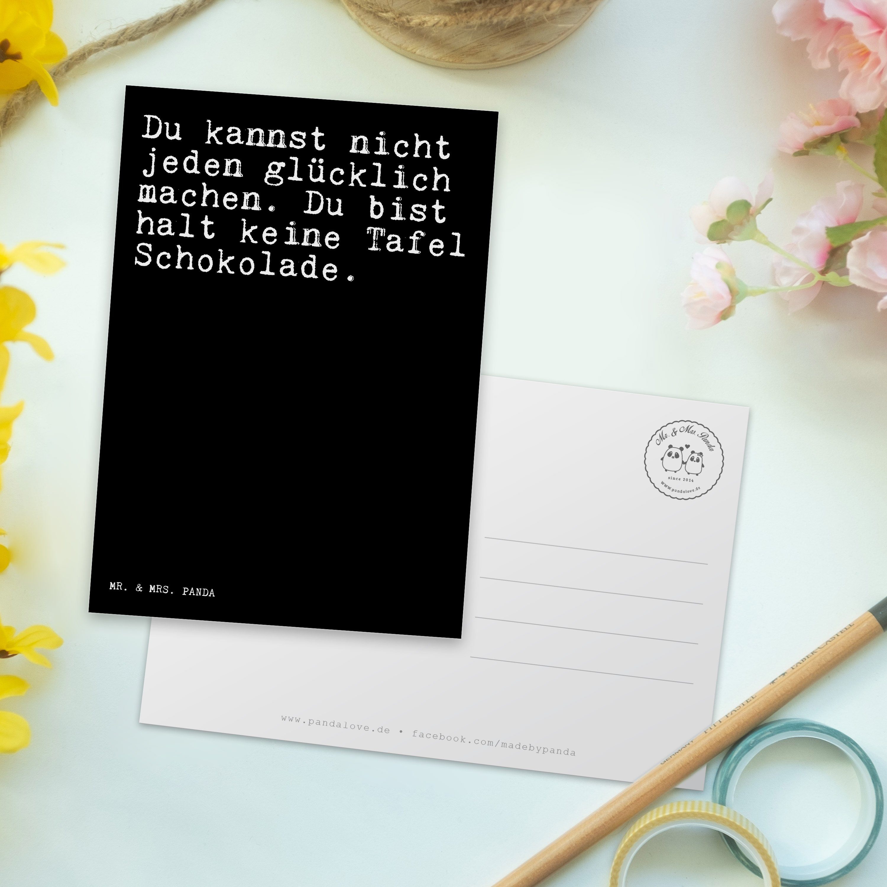 nicht - Du kannst Mrs. jeden... Mr. Geschenk, & Sprüch Spruch Nutella, Panda Postkarte Schwarz -