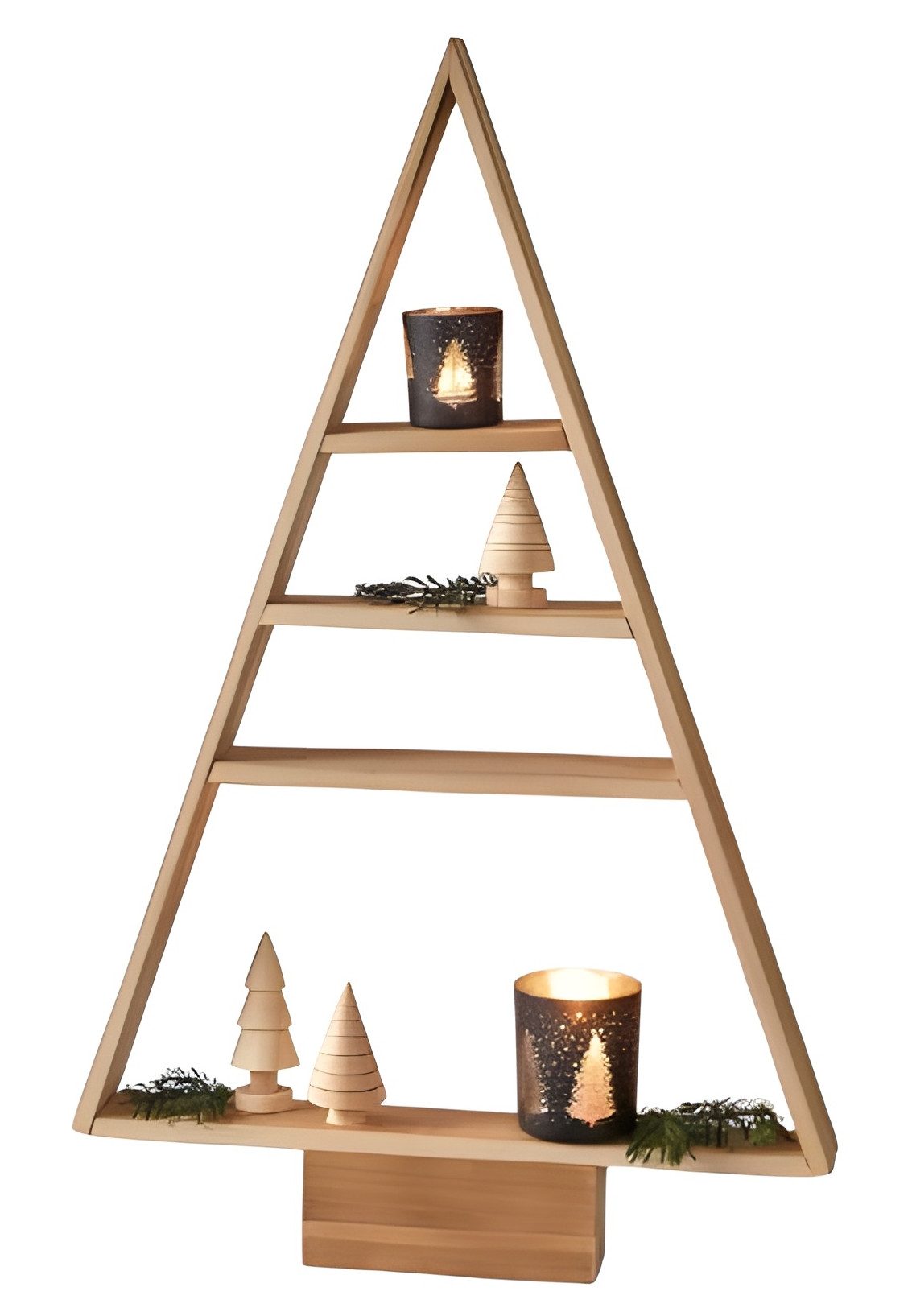 Dekoleidenschaft Standregal Dekotanne "Rustikal" aus recyceltem Holz, Pyramide mit 4 Ebenen, 78 cm, hoch, Regal für Wohnzimmer, Küche & Bad, Weihnachtsbaum Alternative