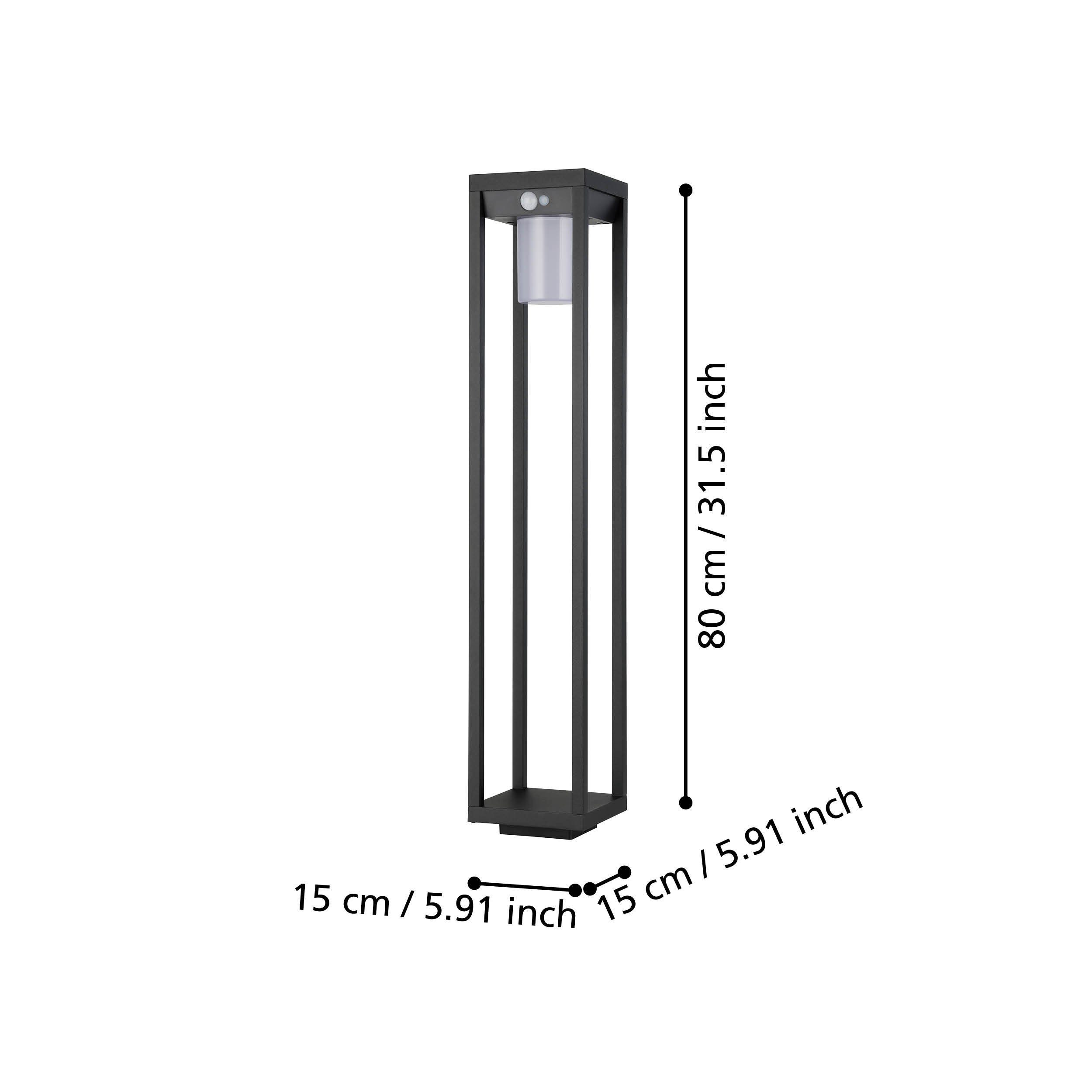 EGLO LED Sockelleuchte Martano, Leuchtmittel inklusive, Stehleuchte - L15 x B15 x H80 cm - schwarz - 3,7W inkl.