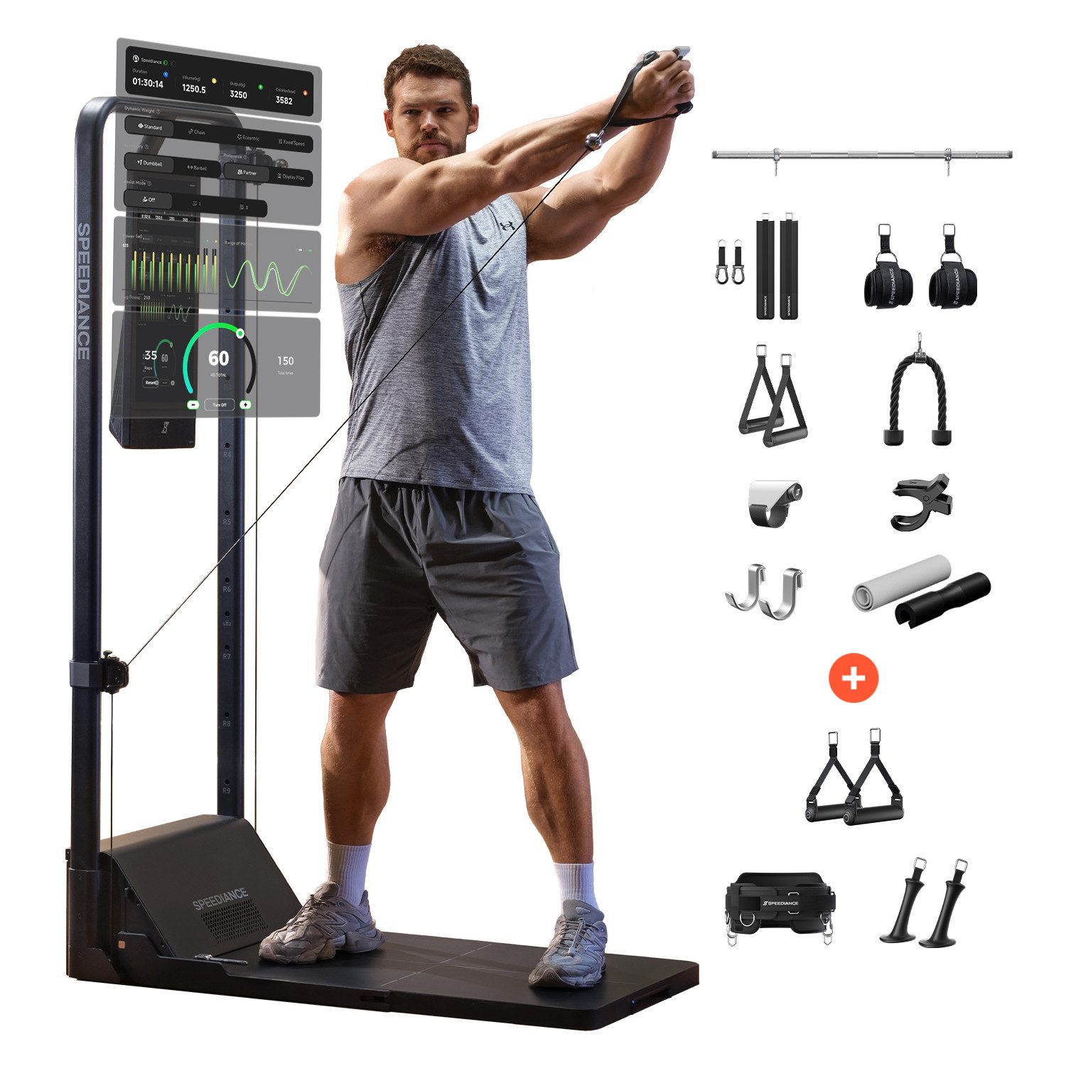 SPEEDIANCE Kraftstation Gym Monster 2, verbessertes KI-gesteuertes All-in-One Home Gym, Multifunktionale Smith-Maschine, Ganzkörper-Krafttrainingsgerät