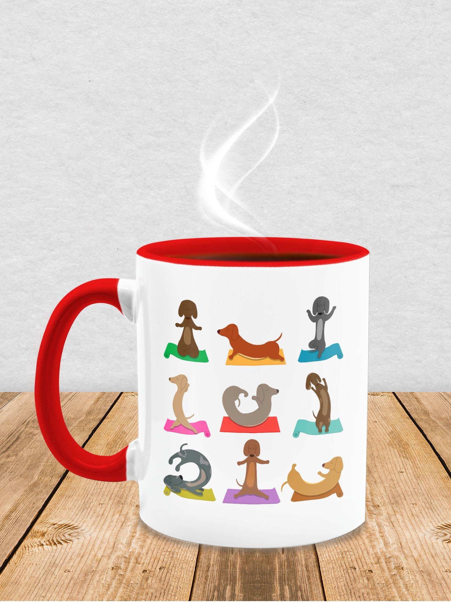 Tasse Dackel Lustig, Yoga Dackel Keramik, Rot 1 Hunde Shirtracer