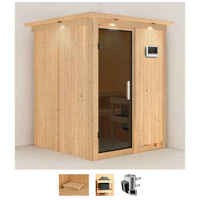 Karibu Sauna Milaja, BxTxH: 165 x 165 x 202 cm, 68 mm, (Set) 3,6-kW-Plug & Play Ofen mit externer Steuerung