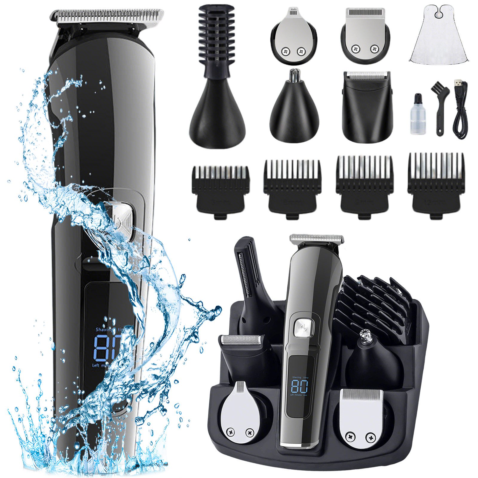 MOPUEA Haar- und Bartschneider Elektrisch Haarschneidemaschine Profi Haarschneider, Elektrischer Haartrimmer, Bartschneider männer Haartrimmer, mit Aufbewahrungshalter, Umhang, Schmieröl und anderem Zubehör