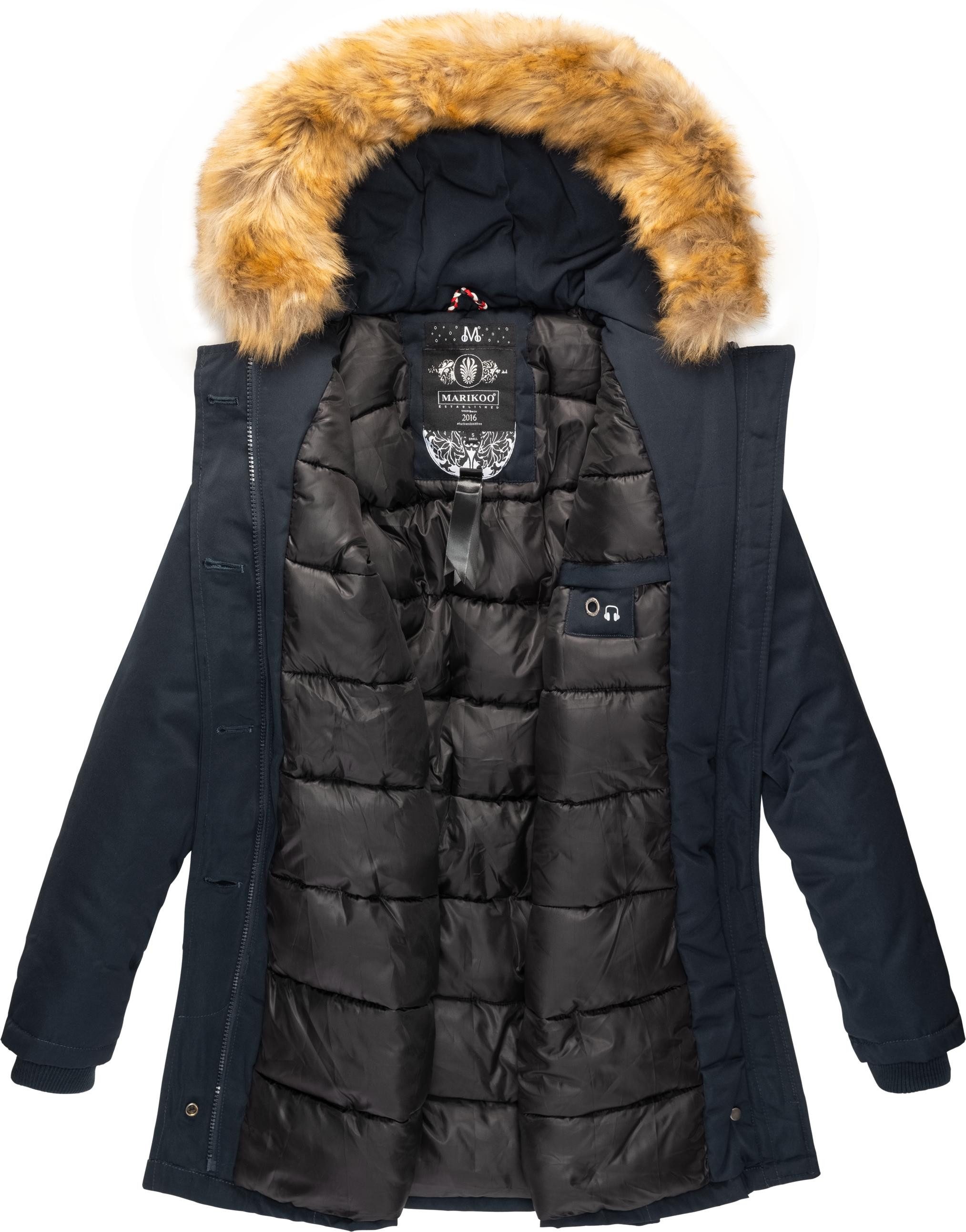 Marikoo Wintermantel Karmaa edler Parka mit Kunstfellkapuze