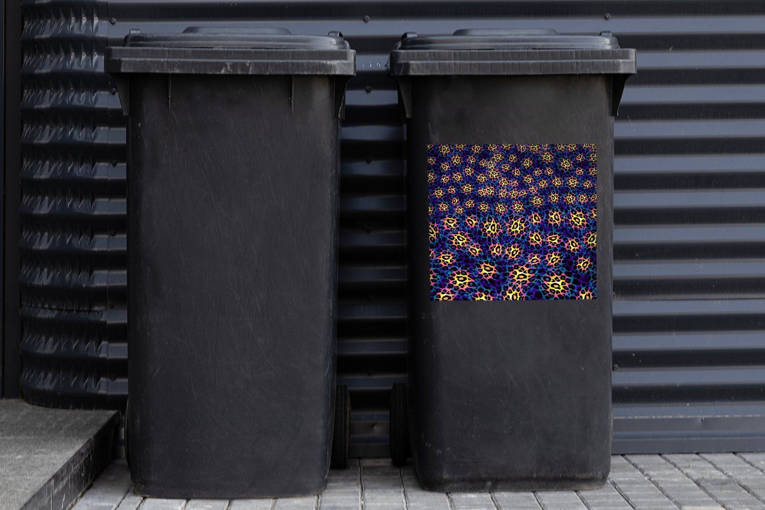 MuchoWow Wandsticker Abfalbehälter St), Mülleimer-aufkleber, Container, Mülltonne, (1 Sticker, Muster Leopard Blau - 