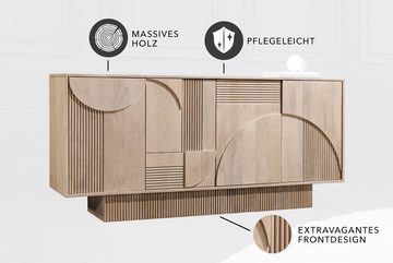 riess-ambiente Sideboard ART DECO 170cm weiß gekälkt (Einzelartikel, 1 St), Massivholz · Kommode · 6 Fächer · 3D-Front · Wohnzimmer · Design