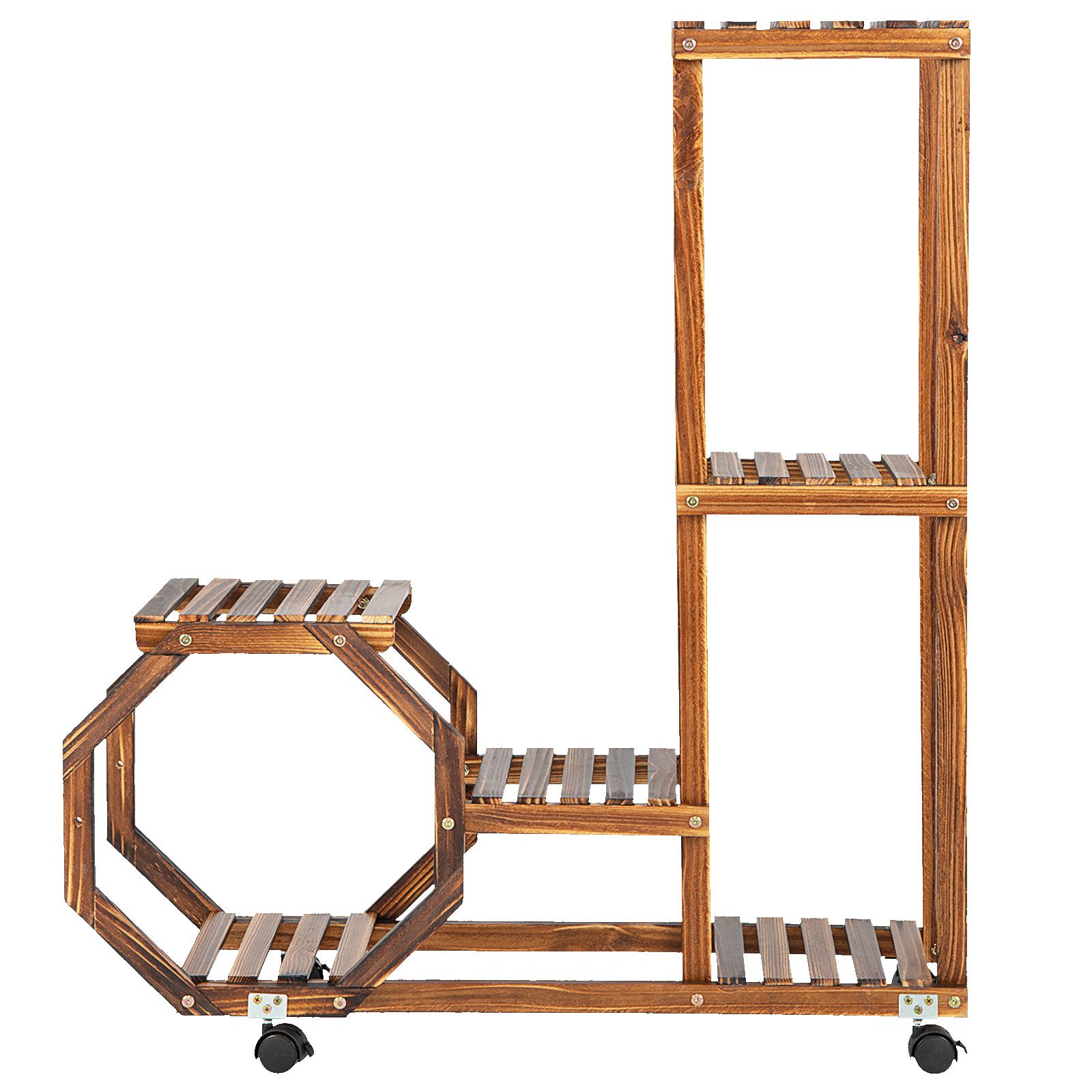 COSTWAY Blumenständer, Holzregal auf Rollen, mehrstöckig, günstig online kaufen