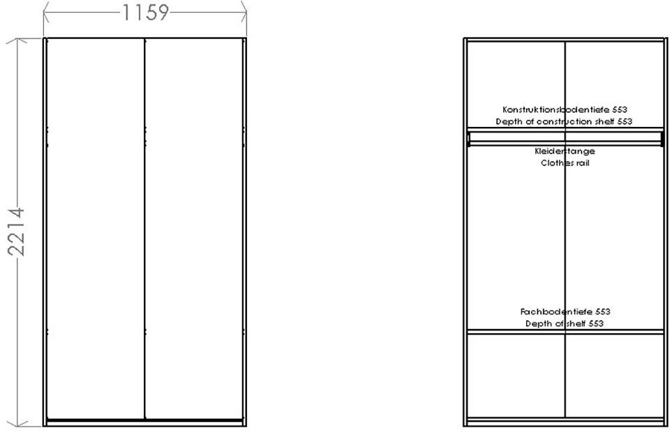 Müller SMALL LIVING Modular weiß/birke Im | einer Plus Kleiderstange Fläche, weiß/birke Kleiderschrank durchgehende Variante inklusive Innenraum 1