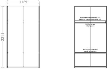 Müller SMALL LIVING Kleiderschrank Modular Plus Variante 1 Im Innenraum durchgehende Fläche, inklusive einer Kleiderstange