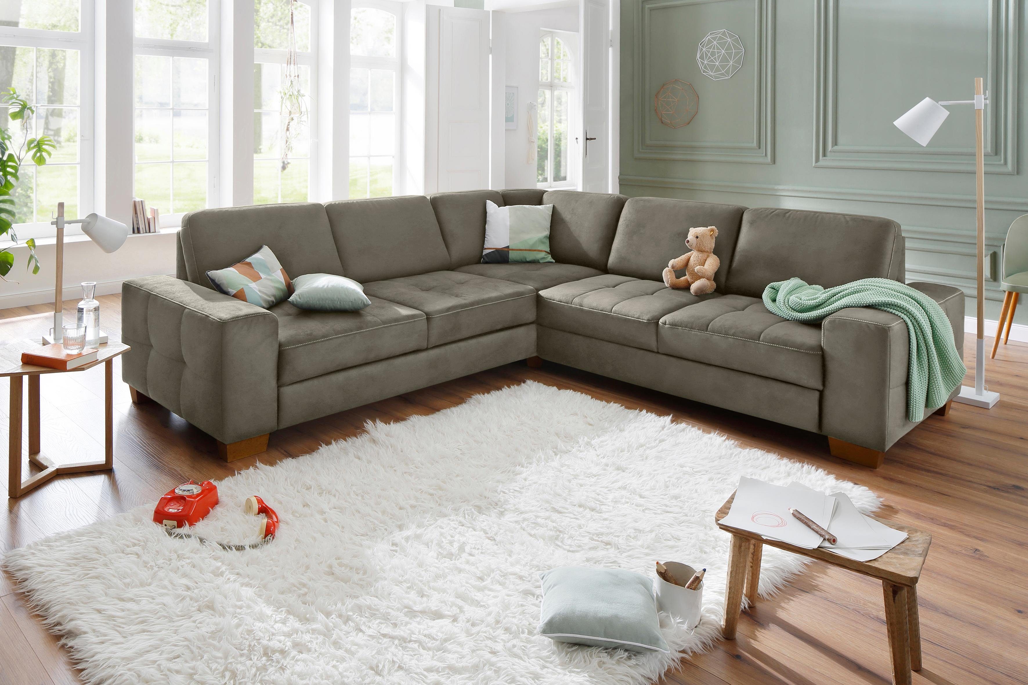 Home affaire Ecksofa "Puccini L-Form" mit Federkern, Sitztiefenverstellung, günstig online kaufen