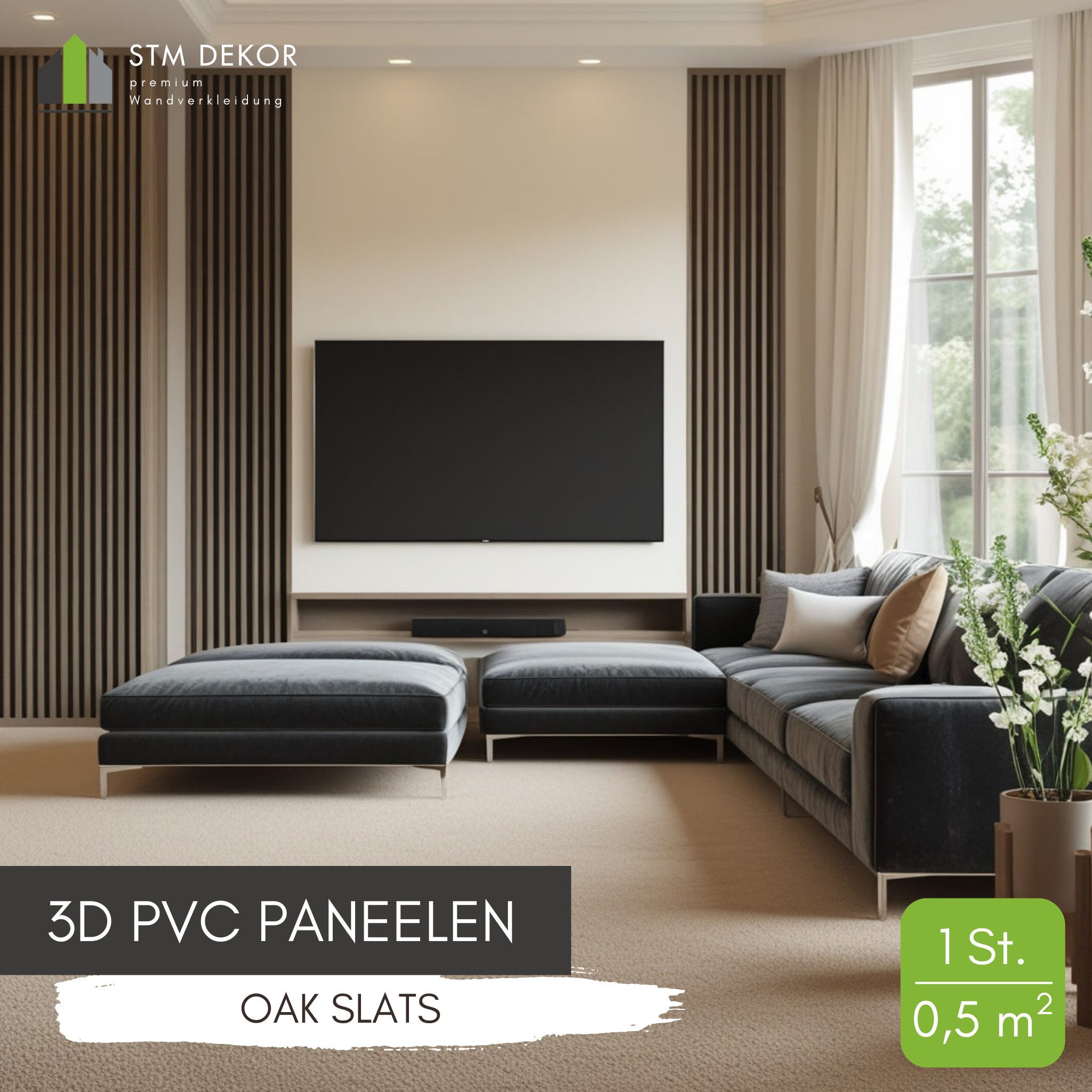 STM Company 3D Wandpaneel 3D-Wandpaneele PVC, Lamellen Optik, 1-20 Platten - 0.5-10 m², (1-tlg) Für Wohnzimmer, Küche & Bad, Einfache DIY-Montage