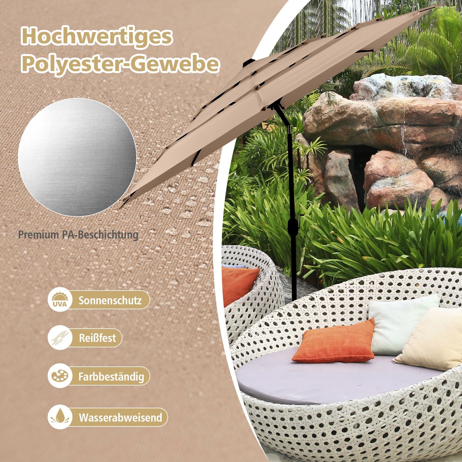 COSTWAY Sonnenschirm Ø300cm, um 45° knickbar, günstig online kaufen