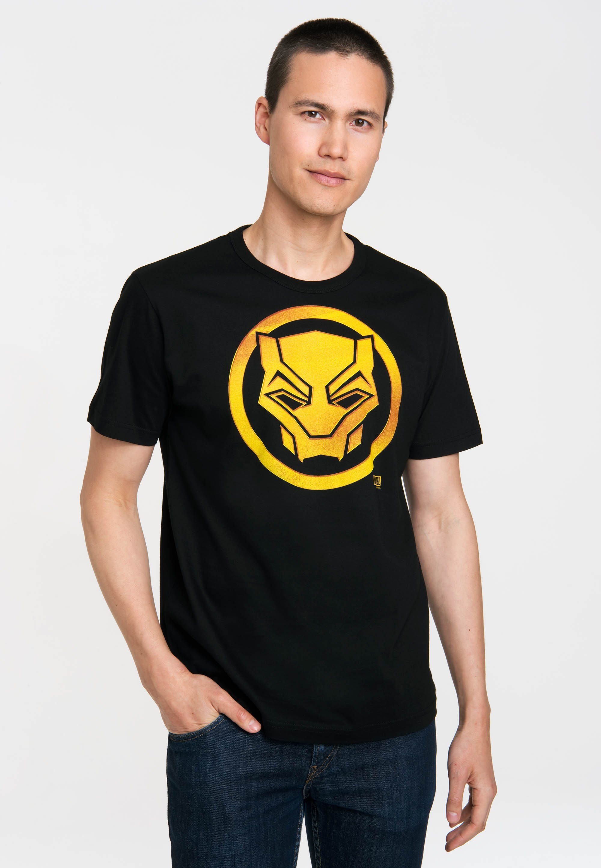 LOGOSHIRT T-Shirt Marvel - Black Panther Logo mit Black Panther-Logo