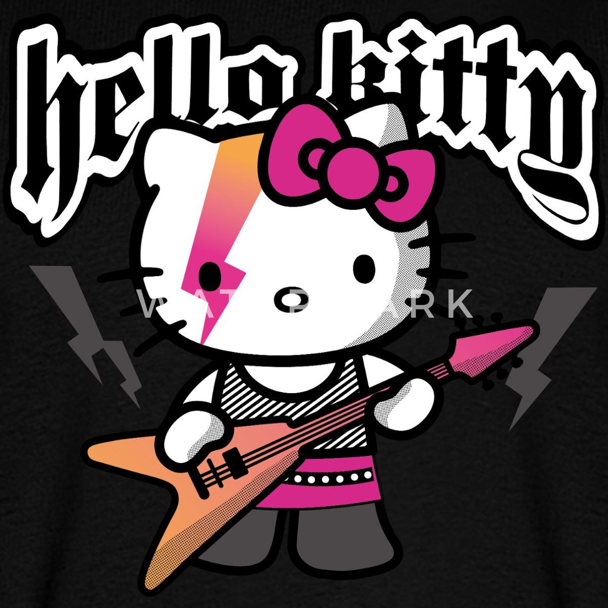 Spreadshirt T-Shirt Hello Kitty E-Gitarre Rock Style Männer Premium T-Shirt (1-tlg)