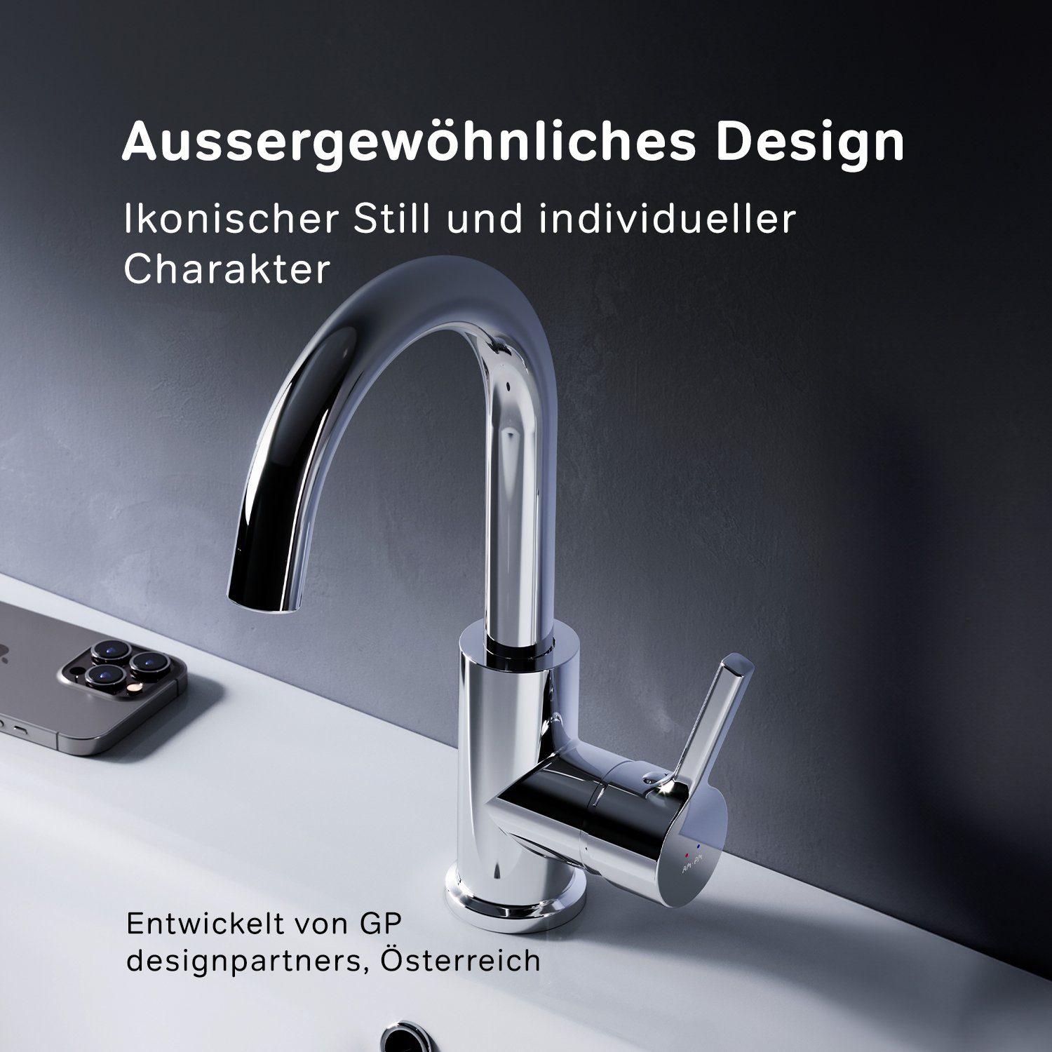 Küchenarmatur Badarmatur Wasserhahn Waschtischarmatur Bad AM.PM Waschbeckenarmatur X-Joy Badezimmer Waschtisch (Mischbatterie) S