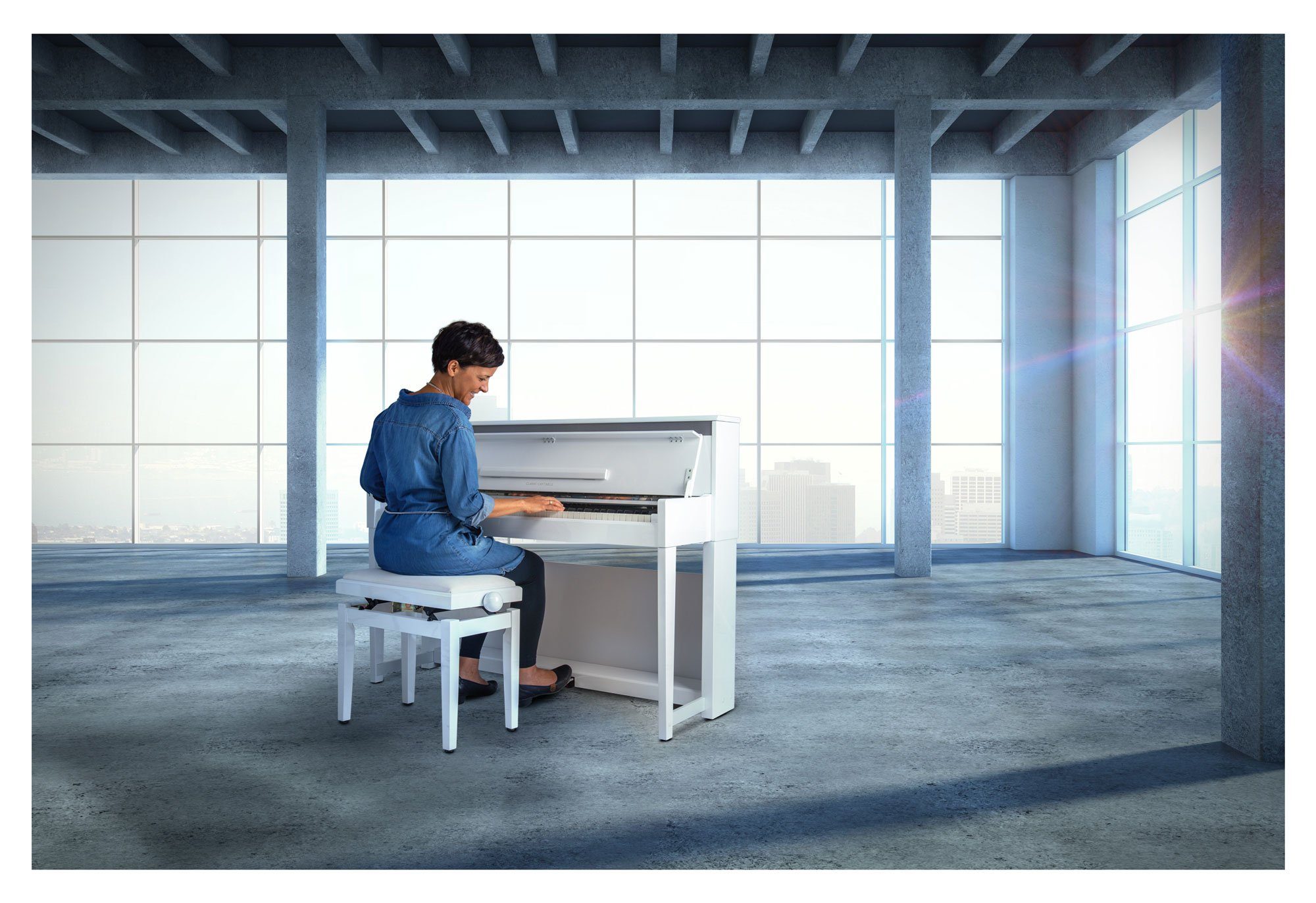 Classic Cantabile Digitalpiano UP-1 WH E-Piano Set - 88 gewichtete Tasten mit Graded Hammer-Tastatur (Spar-Set, inkl. Klavierbank, Kopfhörer & Schule), Klavier mit 40 Sounds und 256-fache Polyphonie