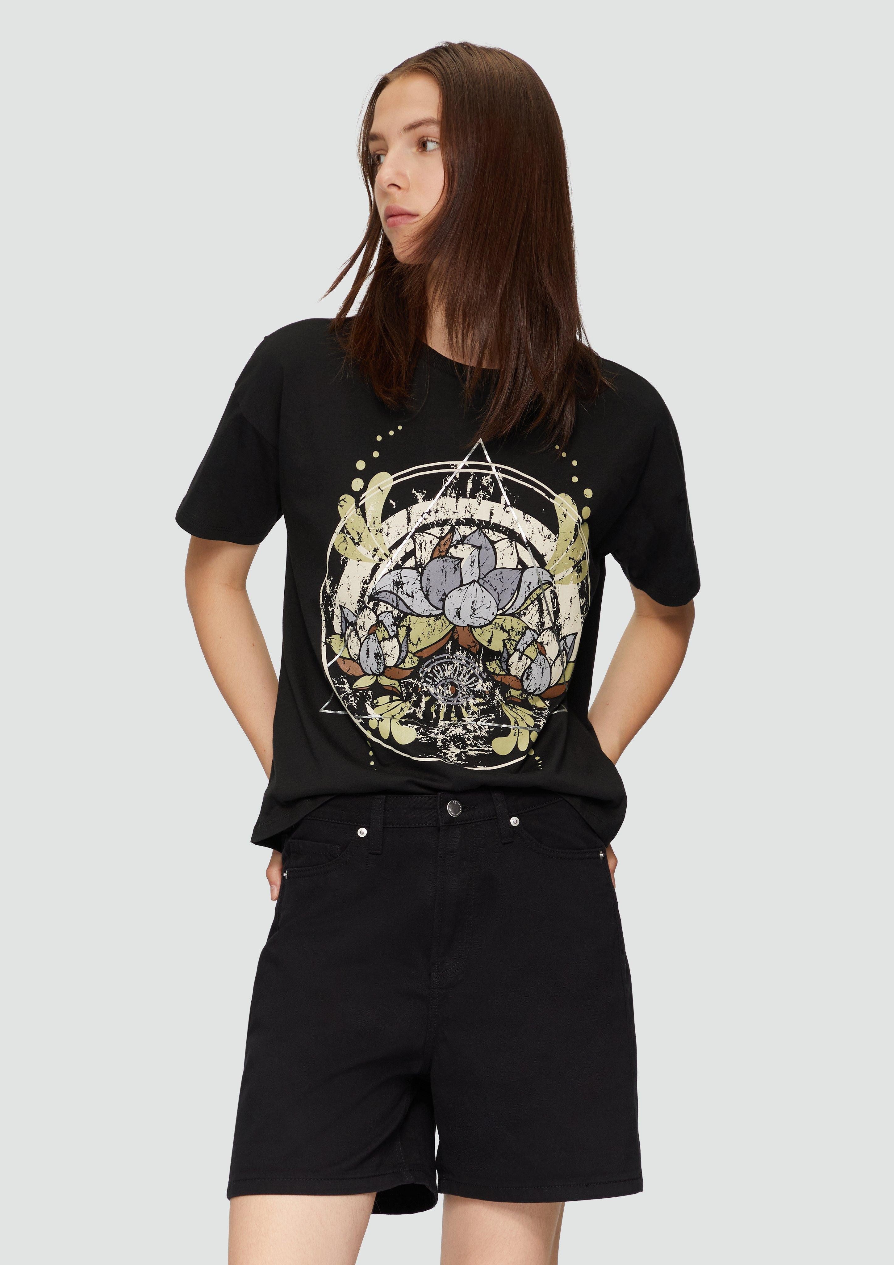 QS Kurzarmshirt Print-T-Shirt mit überschnittenen Schultern günstig online kaufen