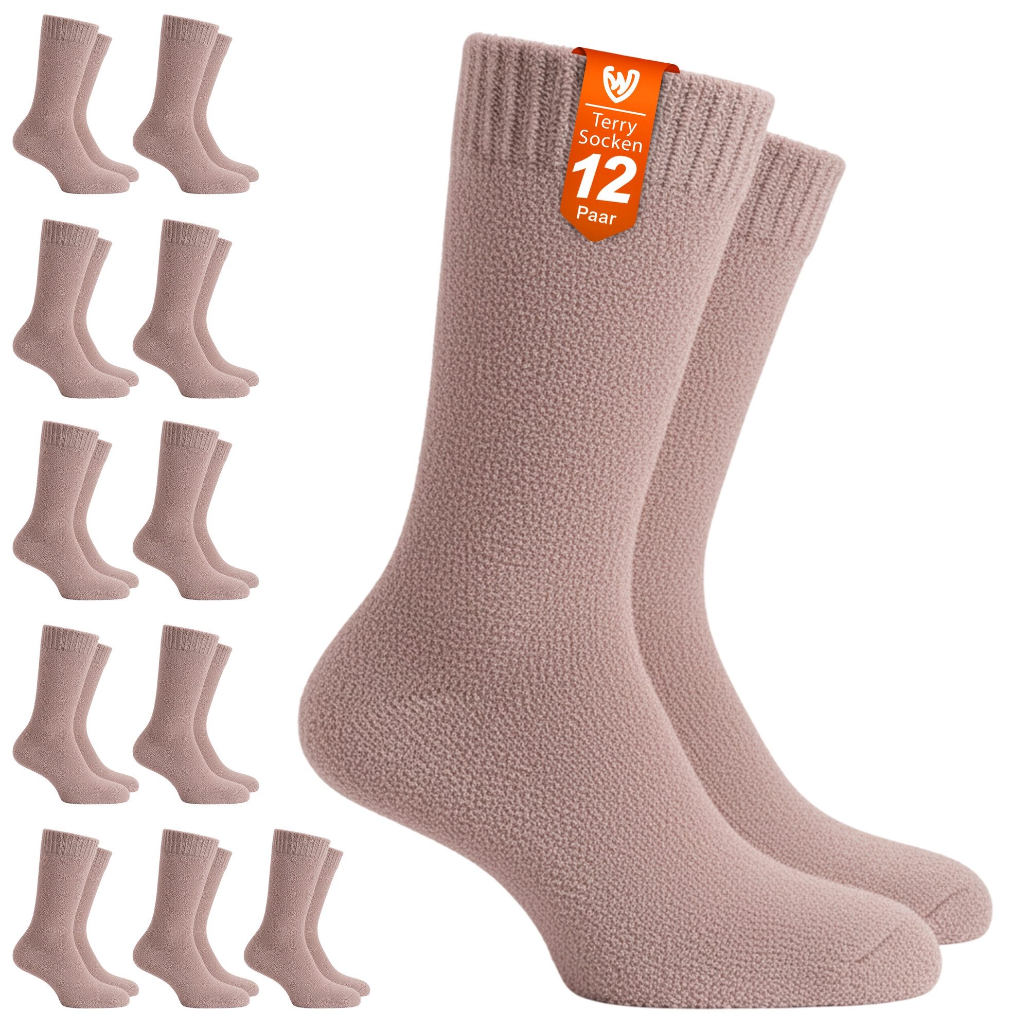 German Wear Kuschelsocken GW272 12er Pack Terrysocken (12er-Pack) Frottee-Baumwollsocken – für das ganze Jahr geeignet
