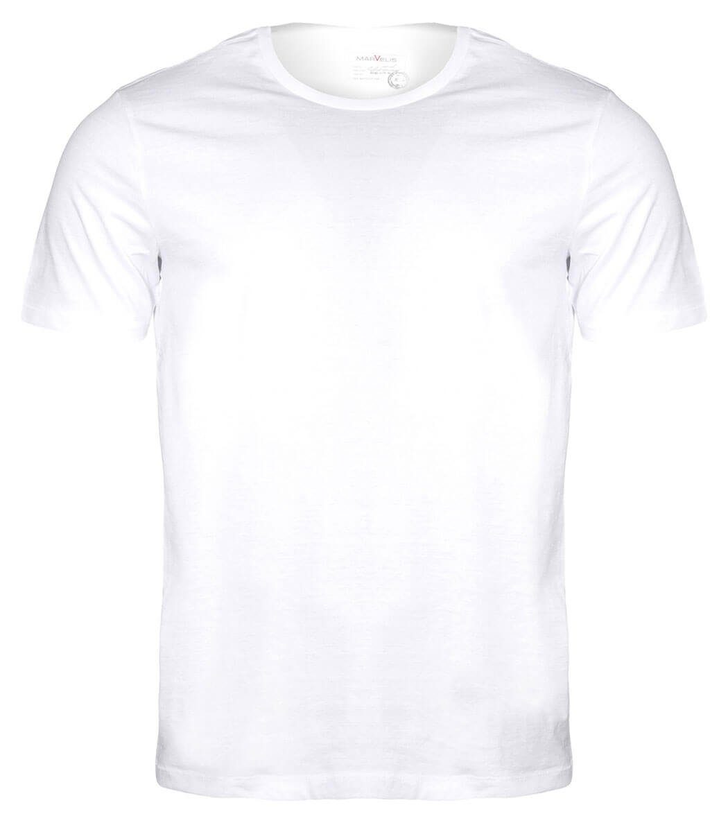 MARVELIS T-Shirt T-Shirt - Casual Fit - Kurzarm - Einfarbig - Weiß