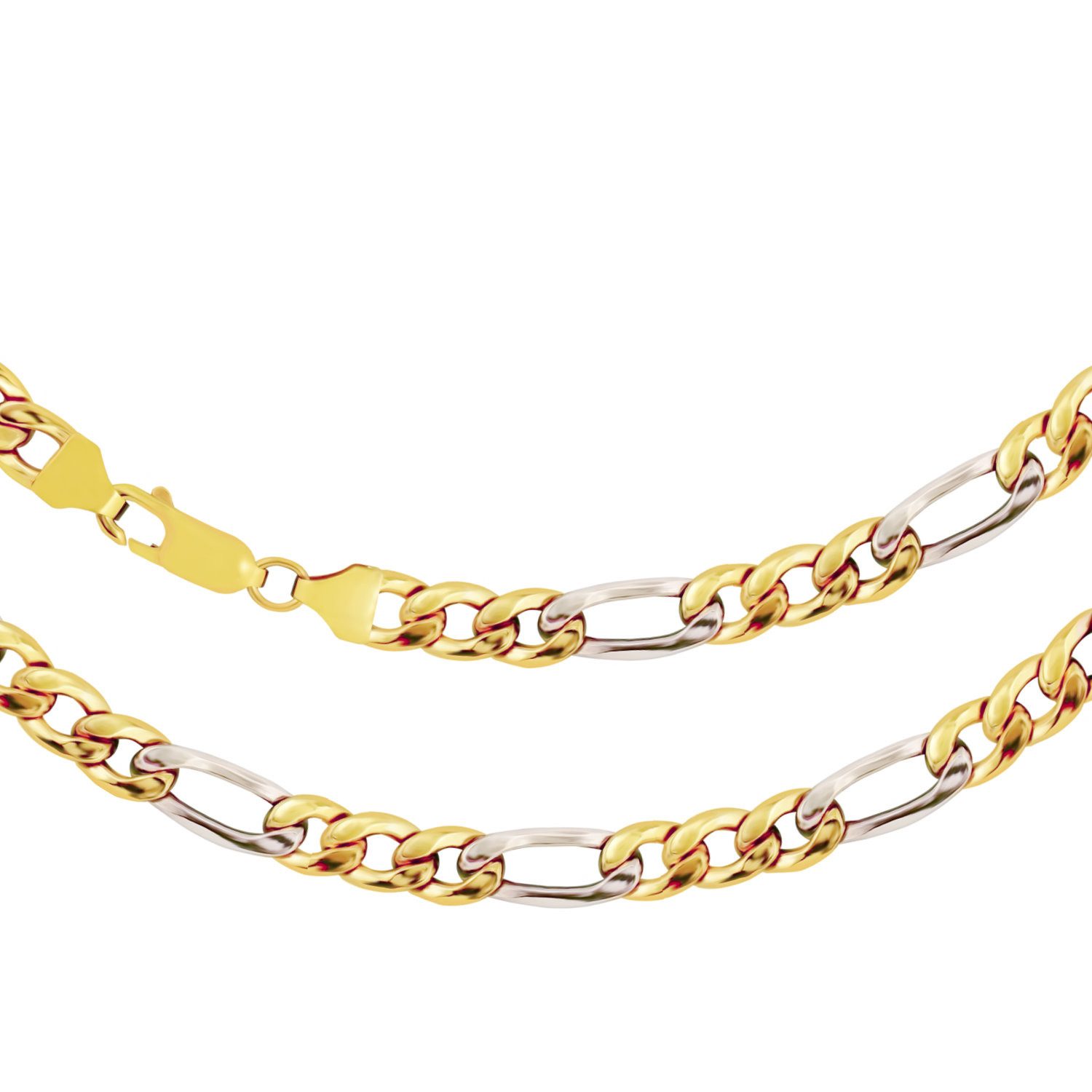Goldkette JB Collier Figarokette 5,7 mm 750 Bicolorgold G-W 45 - 50 cm