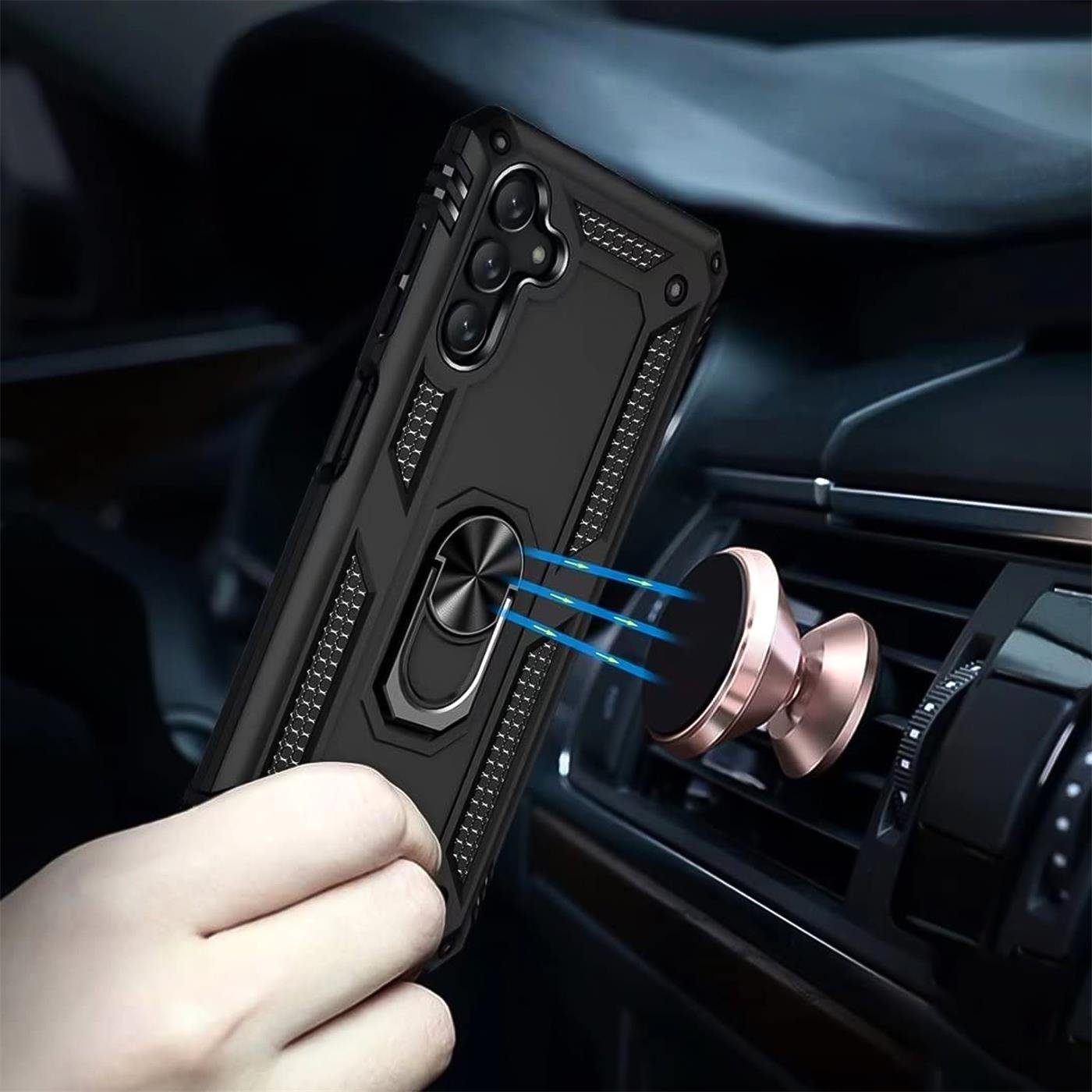 CoolGadget Handyhülle Schwarz als 2in1 Schutz Cover Set für das Samsung Galaxy A04s 6,5 Zoll, 2x Glas Display Schutz Folie + 1x TPU Case Hülle für Galaxy A04s