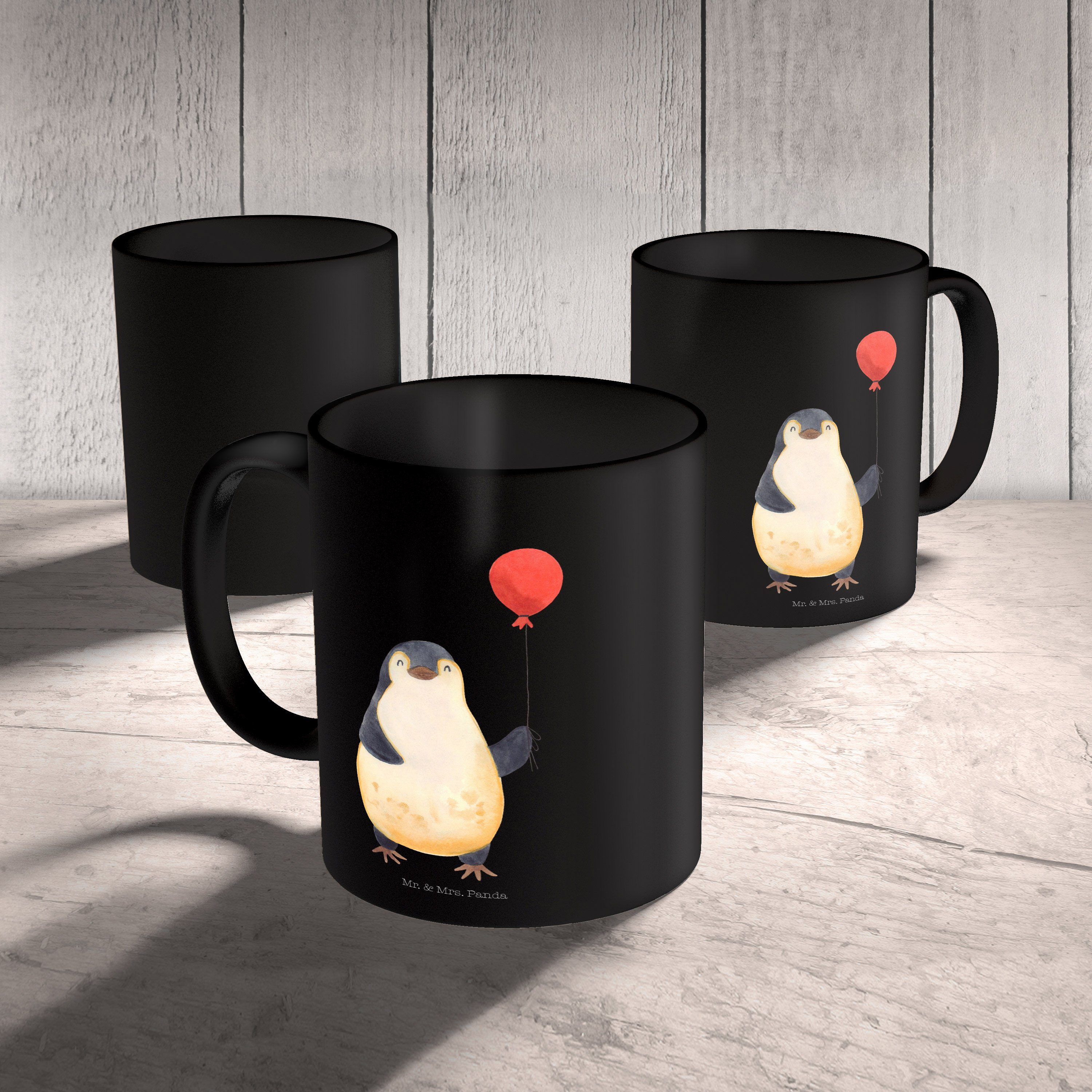 Mr. & Mrs. Schwarz Tasse Pinguin Schwarz Geschenkidee, Keramik Sprüche, - Geschenk, Tasse - Luftballon Panda