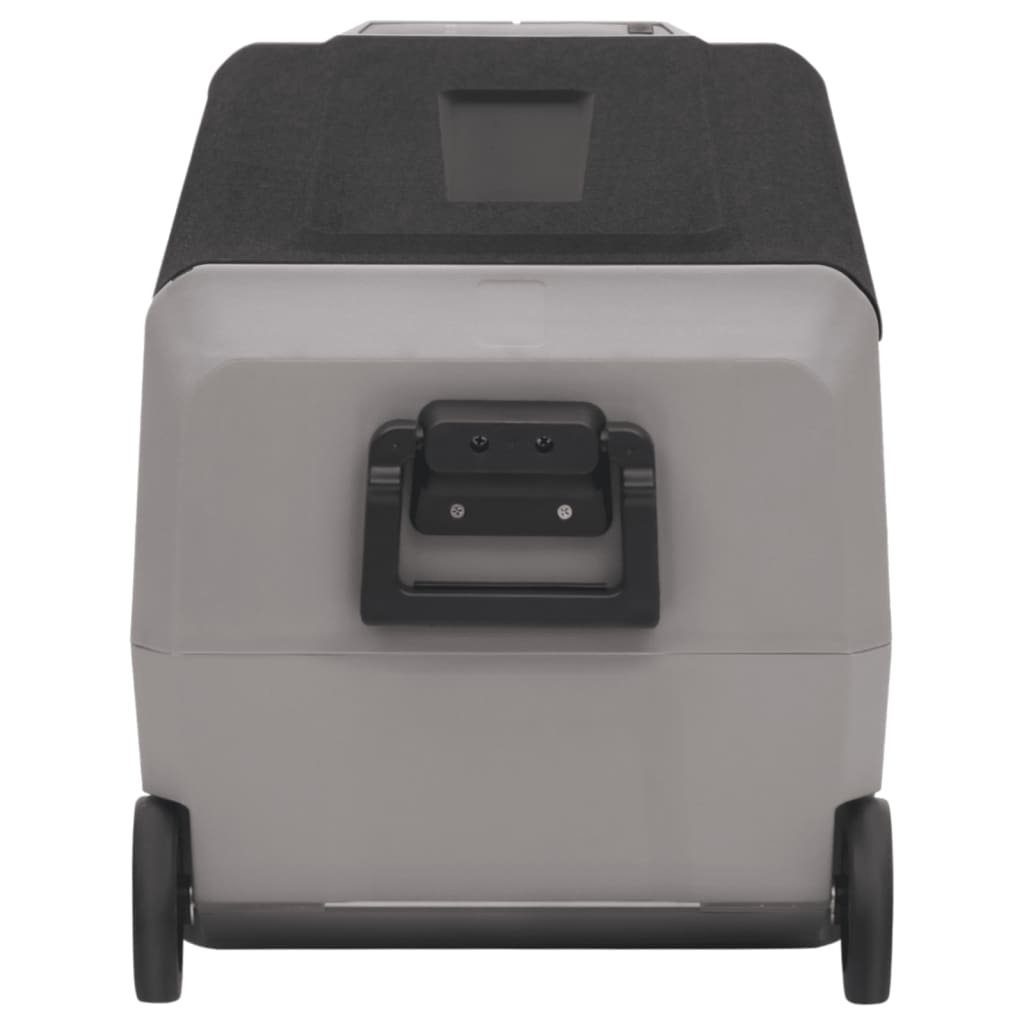 vidaXL und 50 Adapter V Kühlbox L mit Camping Rollen Schwarz Kühlbox Kompressor Grau