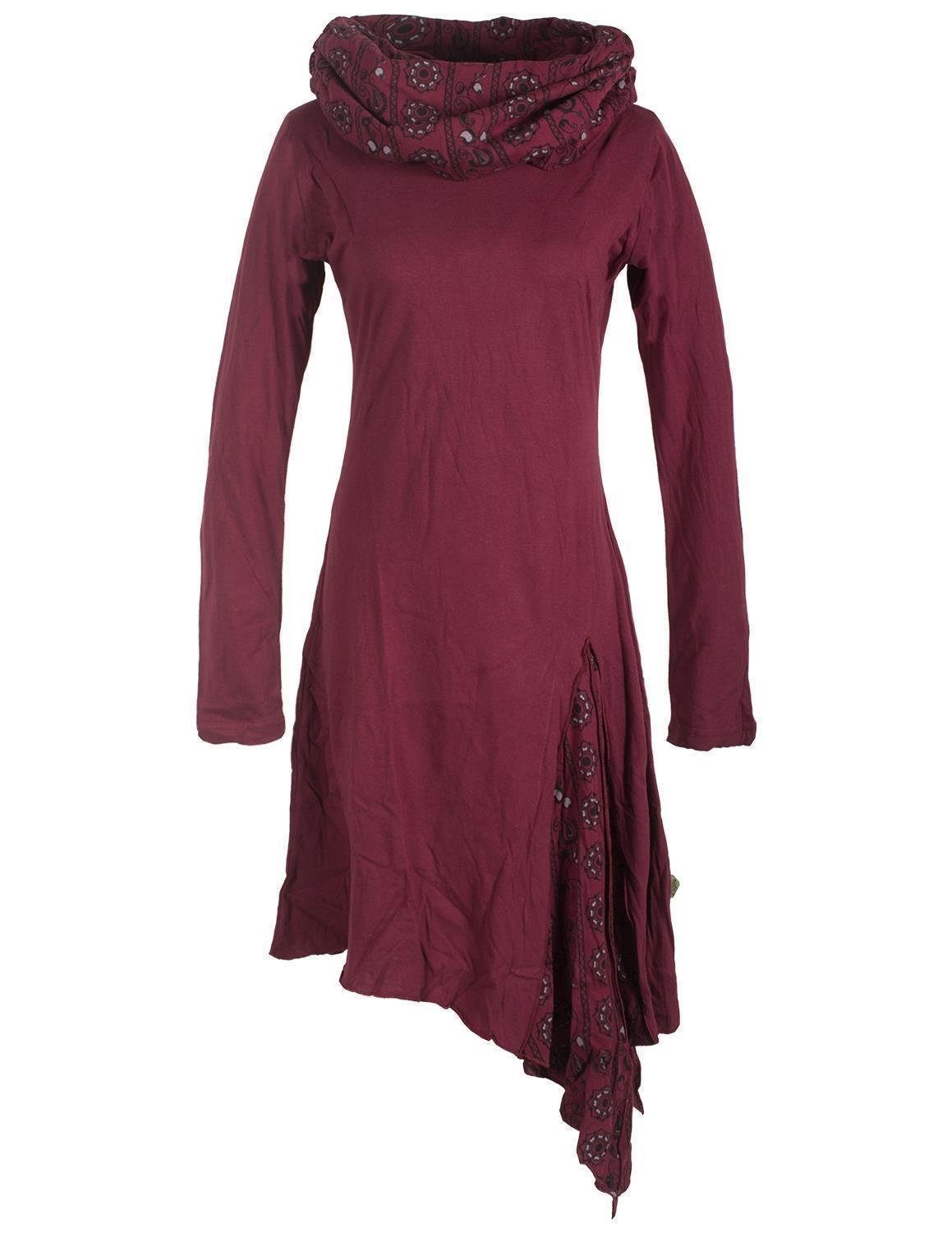 Jerseykleid Asymmetrisches Langarm Zipfelkleid mit Schalkragen