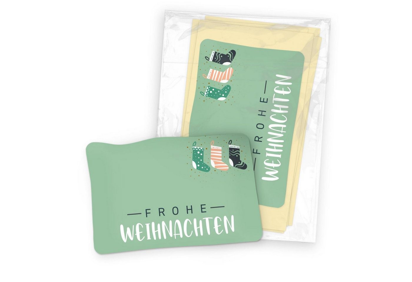 Thumbnail - itenga Aufkleber itenga 50x Sticker Geschenkaufkleber Frohe WeihnachtenSocken rechtecki