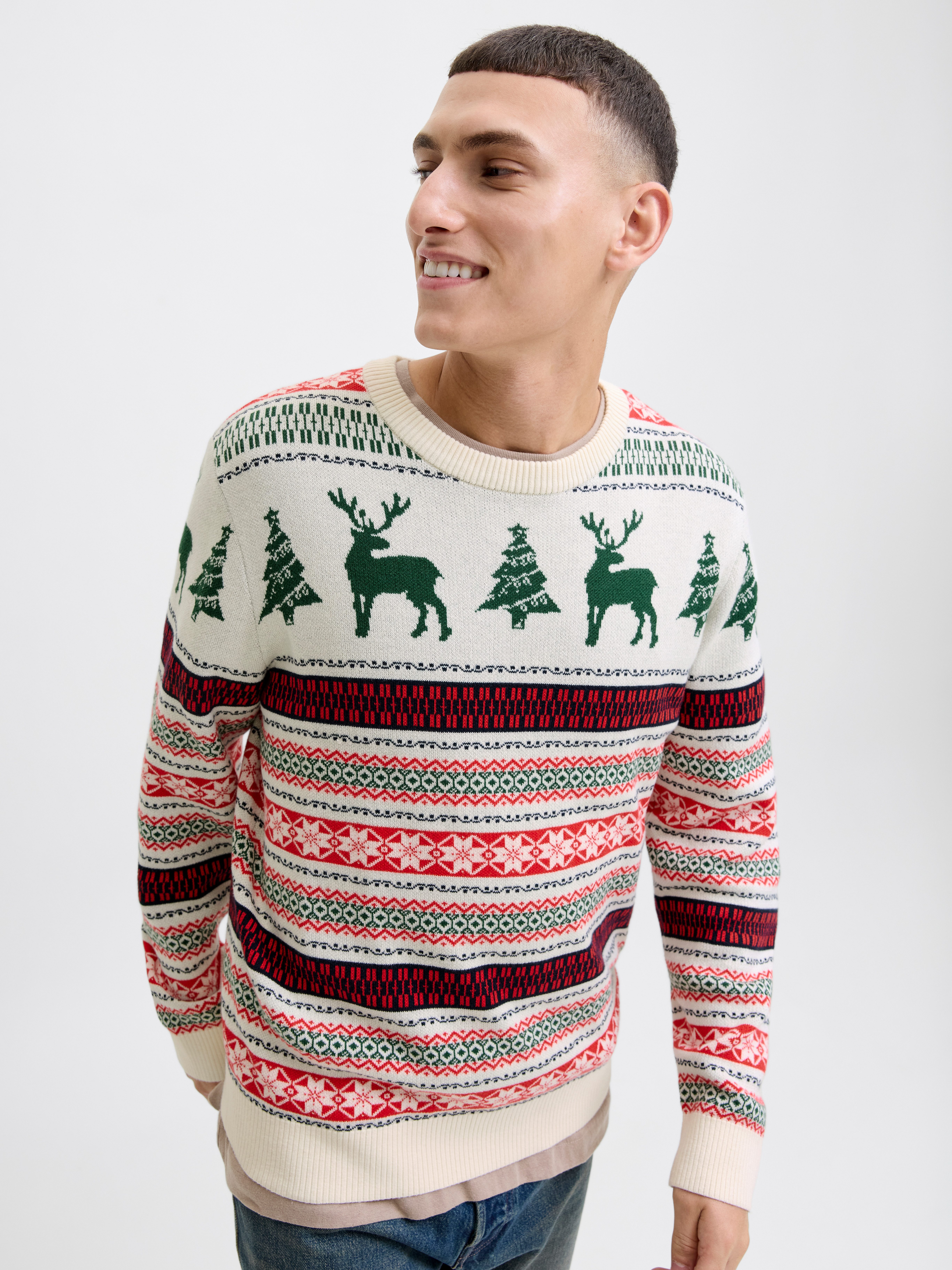 Jack & Jones Strickpullover JJXMAS NOEL KNIT CREW NECK günstig online kaufen