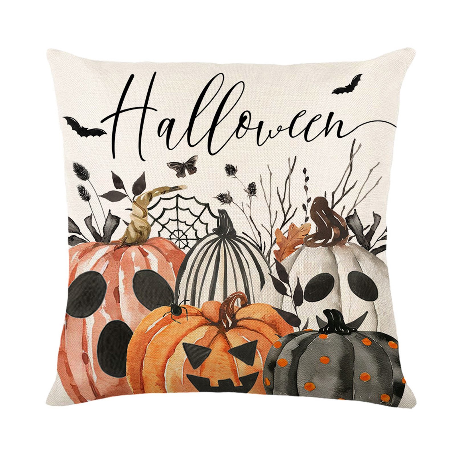 BTTO Kissenhüllen Halloween Kissenbezug 45X45cm, Quadratisch Dekokissen, (4 Stück), Sofakissen Couchkissen für Halloween Weihnachten