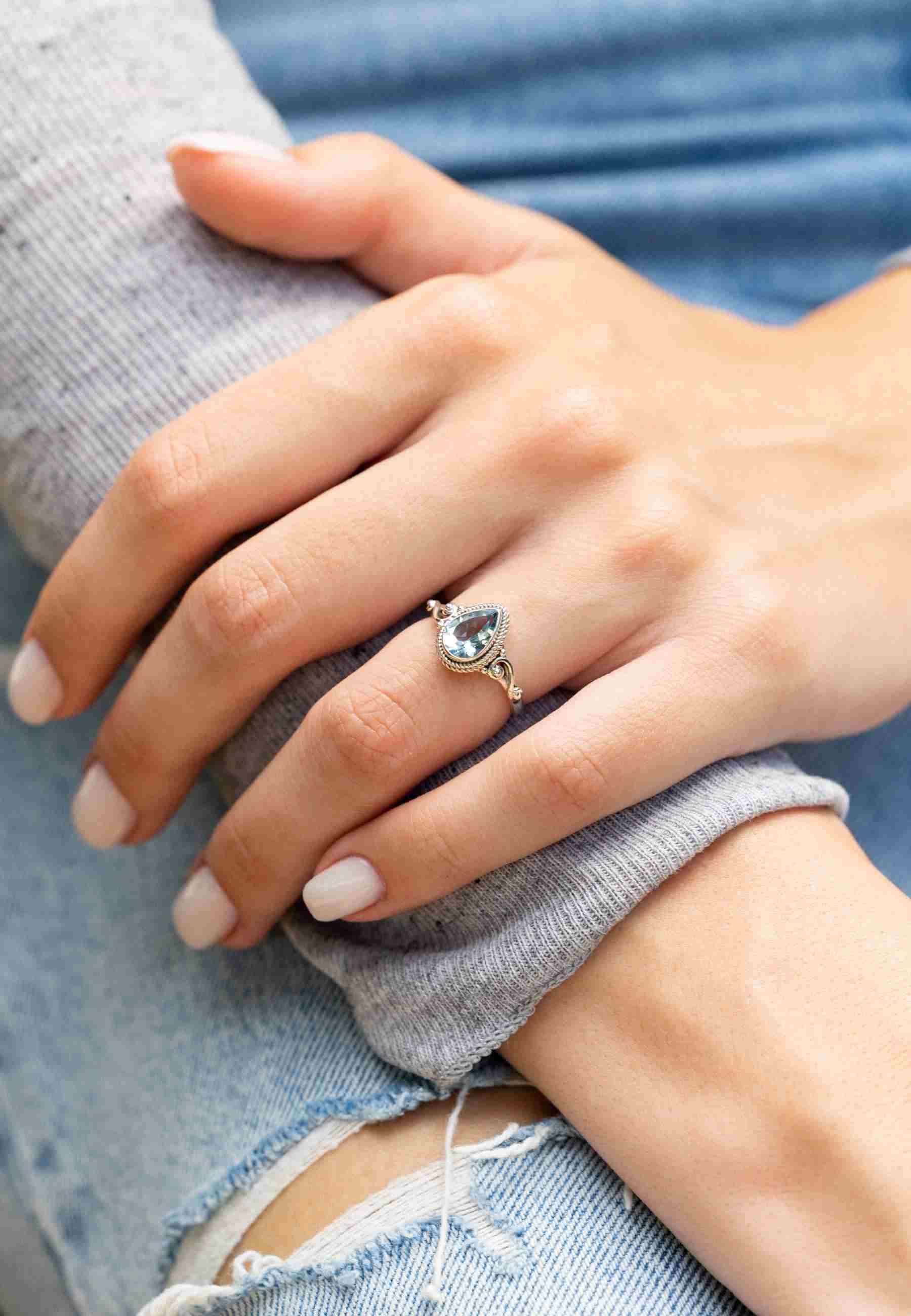 mantraroma Silberring FITO aus 925 Silber mit blau Topas (Ring mit Schmuckb günstig online kaufen