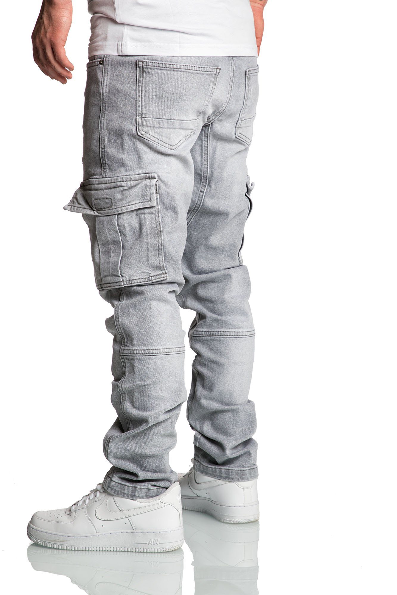 Amaci&Sons Straight-Jeans CARY Jeans Regular Slim Herren Regular Fit Cargo Denim Jeans Hose – Bild 5 von 5
