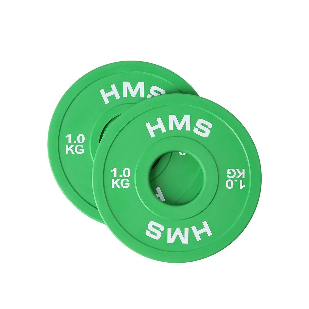 HMS Hantelscheibe Gewichtsscheiben Langhantelscheiben Feingewichte, 2.0 kg, (Spar-Set, 2-tlg., Ø 16 cm kalibriert), kalibriert, gummiert, 51 mm Olympia-Aufnahme