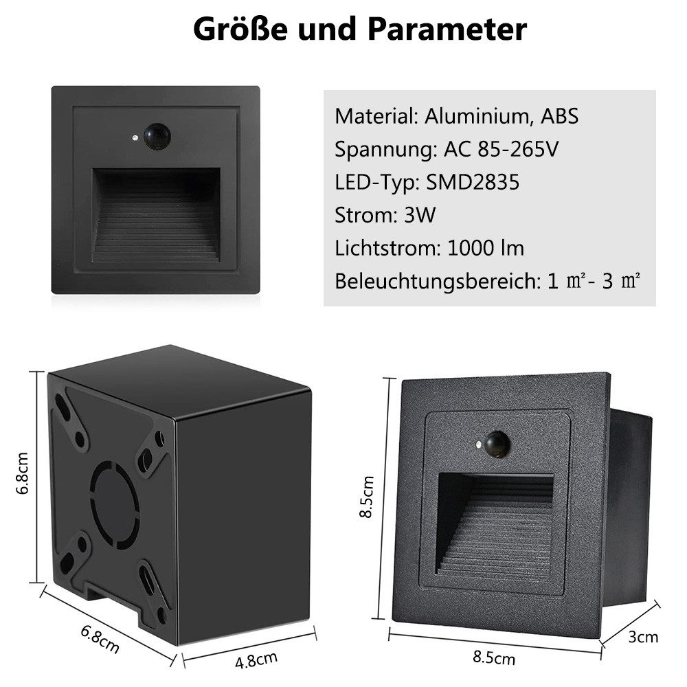 Jibenhome Außen-Wandleuchte LED Treppenlicht, IP65 Stufenleuchte mit Bewegu günstig online kaufen