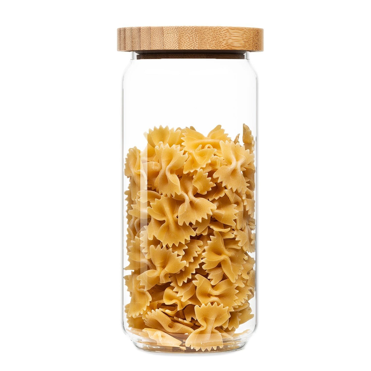Klarstein Frischhaltedose Stapelglas mit Bambusdeckel 1000 ml, Glas | Vorratsgläser