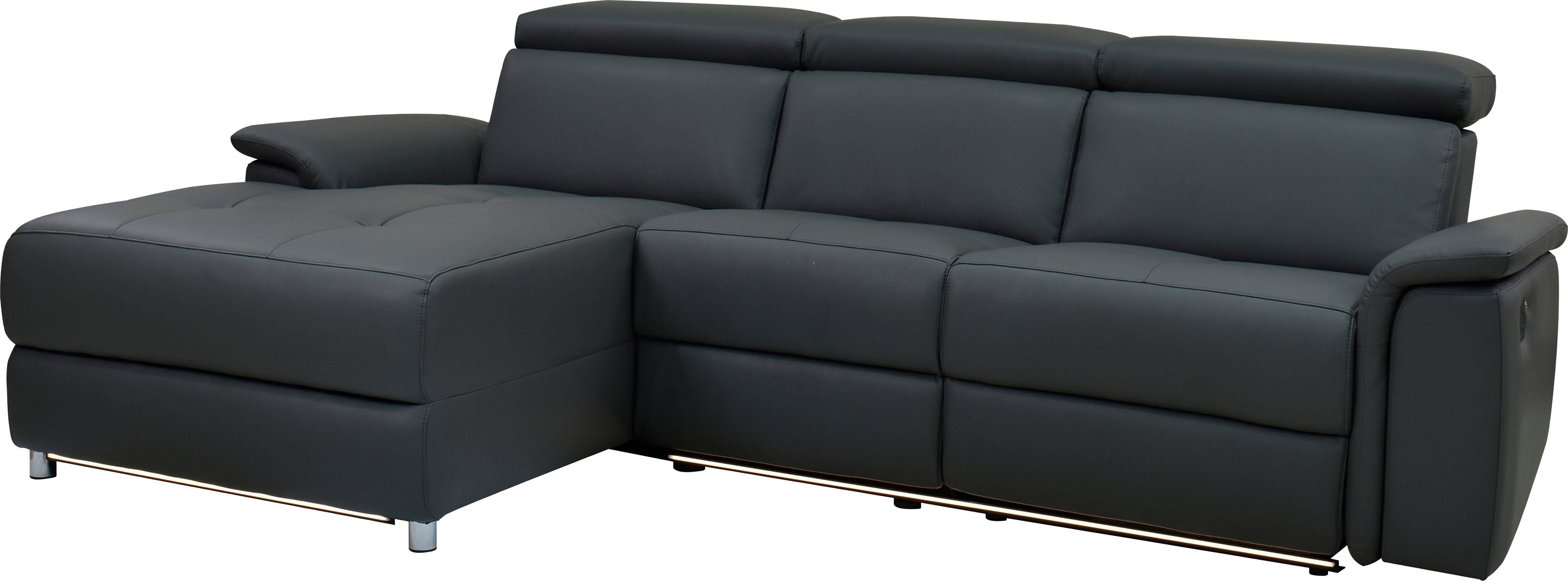 Home affaire Ecksofa Pareli, L-Form, 259cm,m. Recamiere, Echtleder, Kunstleder, Webstoff, man. o. elektr. Relaxfunktion, USB/Kopfteilverstellg u. LED