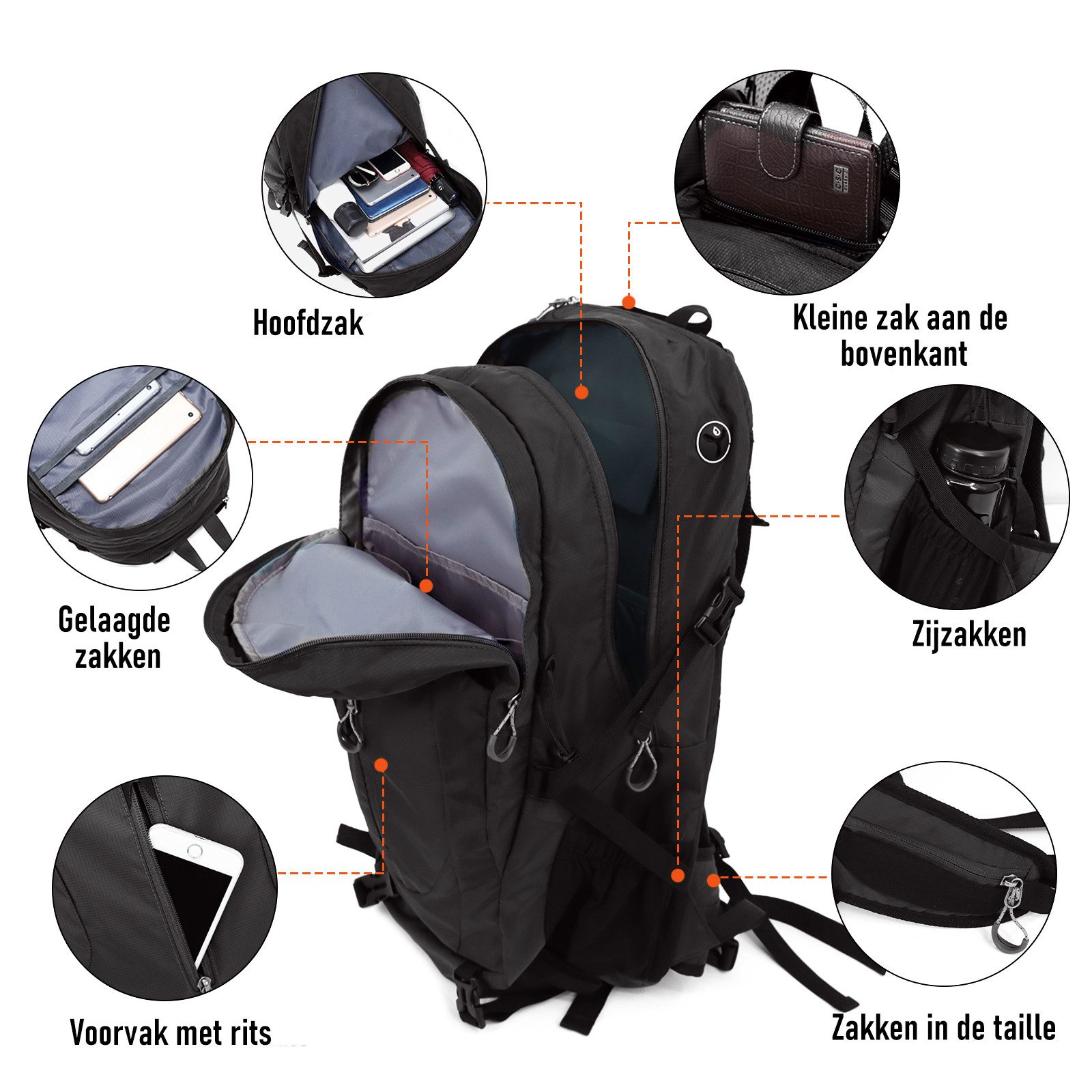 TAN.TOMI Wanderrucksack 40L Großer Wanderrucksack mit Rückenbelüftung, Wasserdicht, mit Regenschutz für Outdoor Reisen Camping Trekking