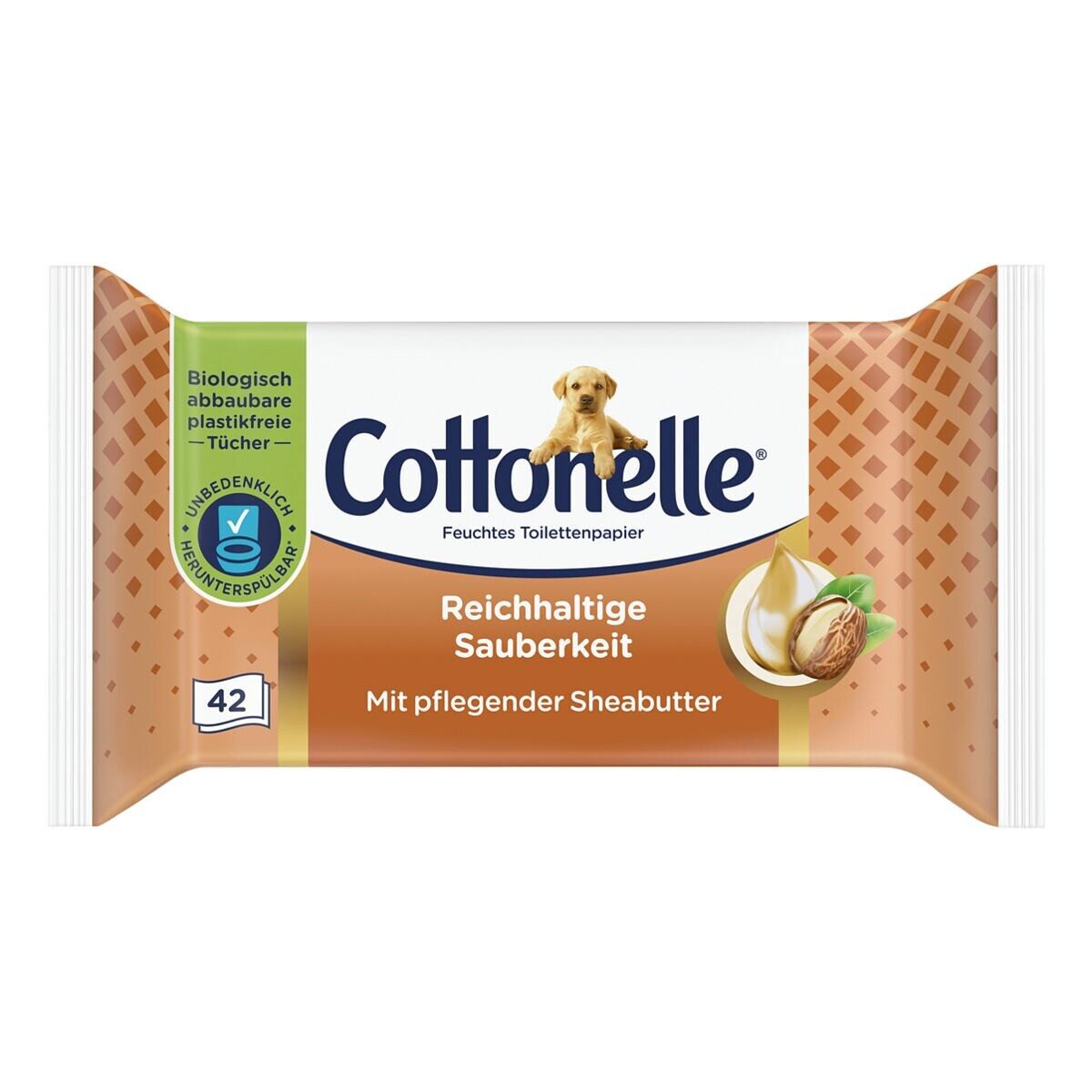 Cottonelle® feuchtes Toilettenpapier Reichhaltige Sauberkeit - Shea Butter, 1-lagig, 42 Blatt