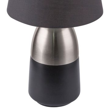 etc-shop LED Tischleuchte, Leuchtmittel inklusive, Warmweiß, Design Nacht Tisch Lampe schwarz Schlaf Wohn Zimmer Textil Touch Lese-